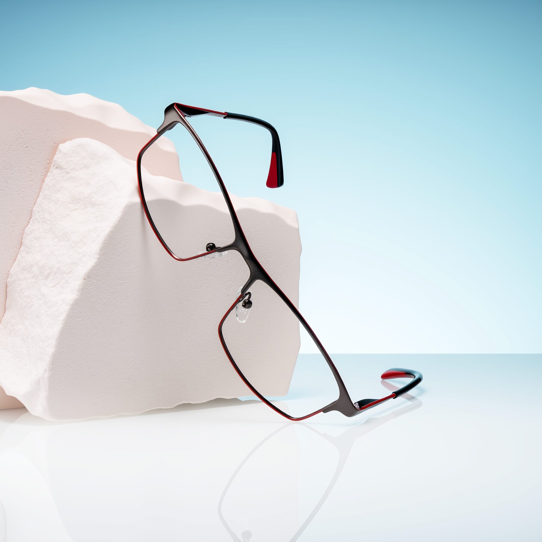 Lifestyle photography #1 of Monnow in Gray/Red with Clear Eyeglass Lenses