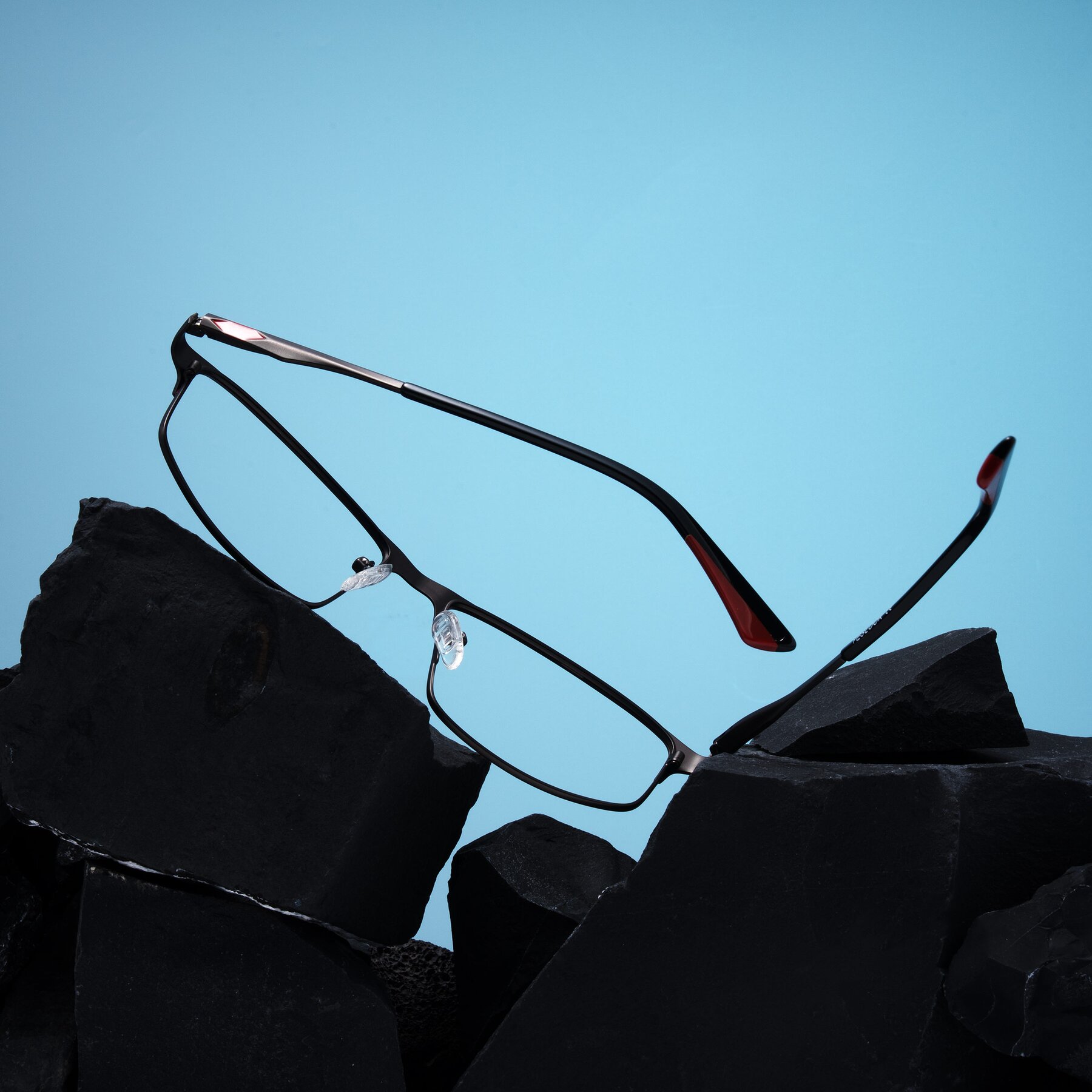 Lifestyle photography #2 of Monnow in Gray/Red with Clear Eyeglass Lenses