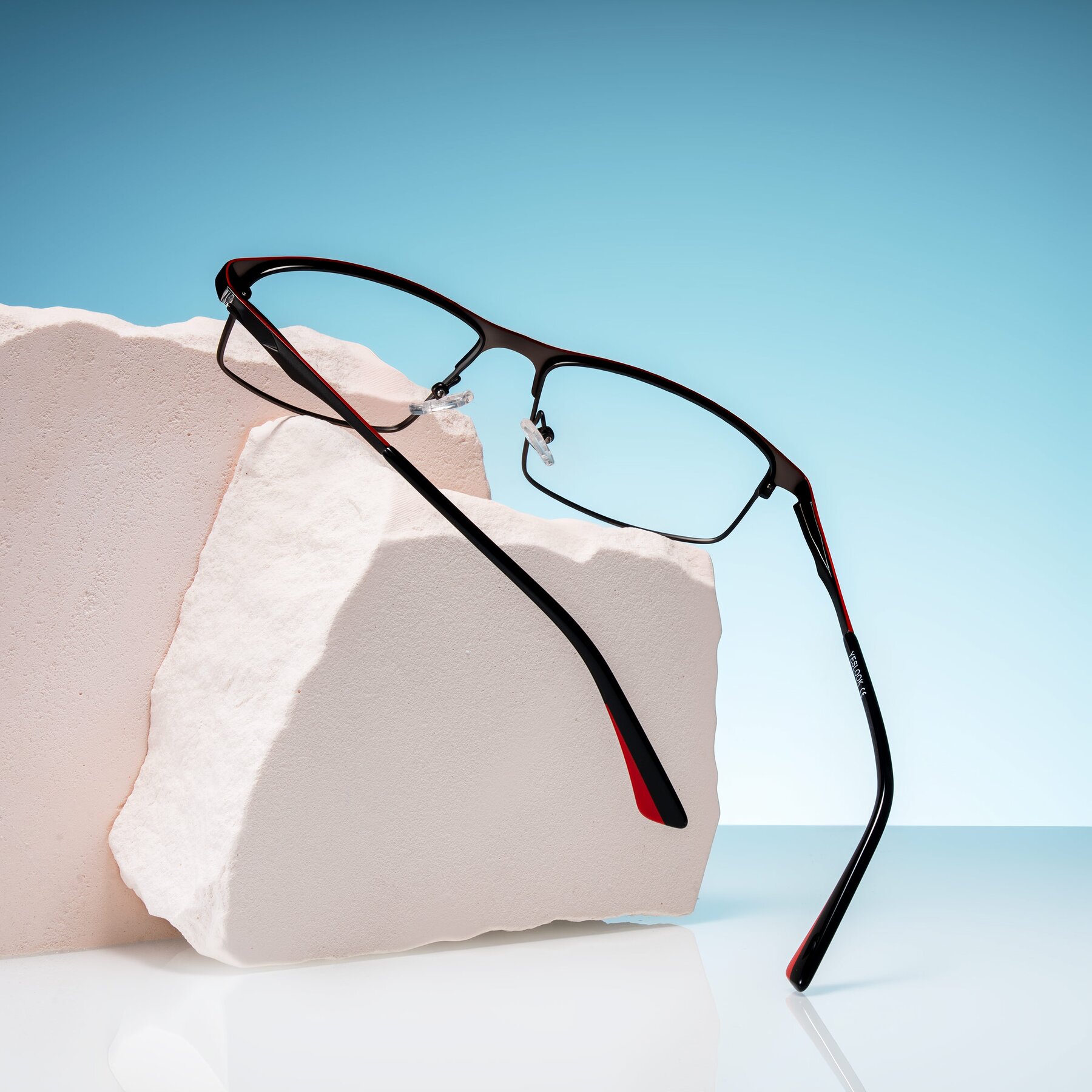 Lifestyle photography #2 of Monnow in Gray/Red with Clear Eyeglass Lenses