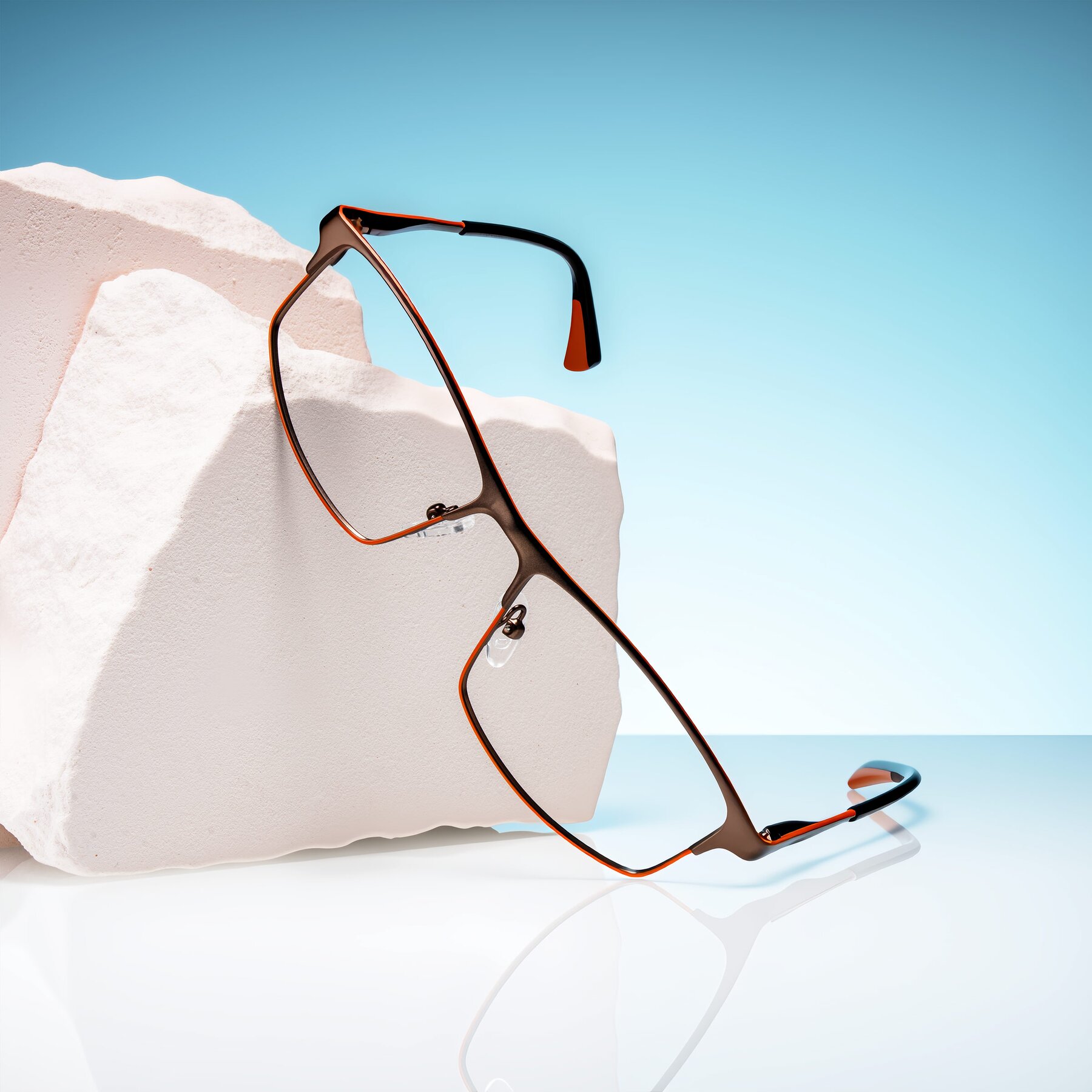 Lifestyle photography #1 of Monnow in Brown/Orange with Clear Blue Light Blocking Lenses