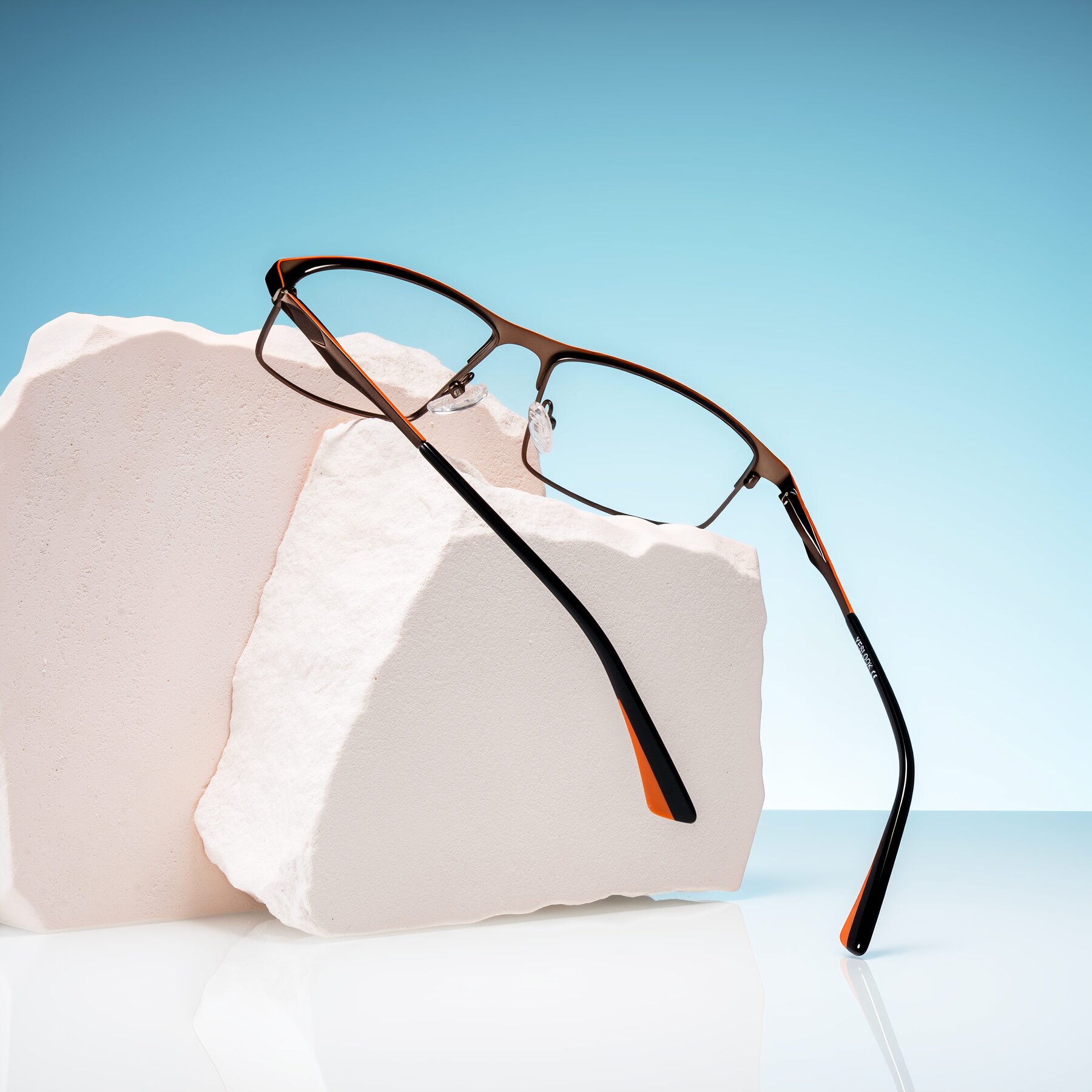 Lifestyle photography #2 of Monnow in Brown/Orange with Clear Blue Light Blocking Lenses