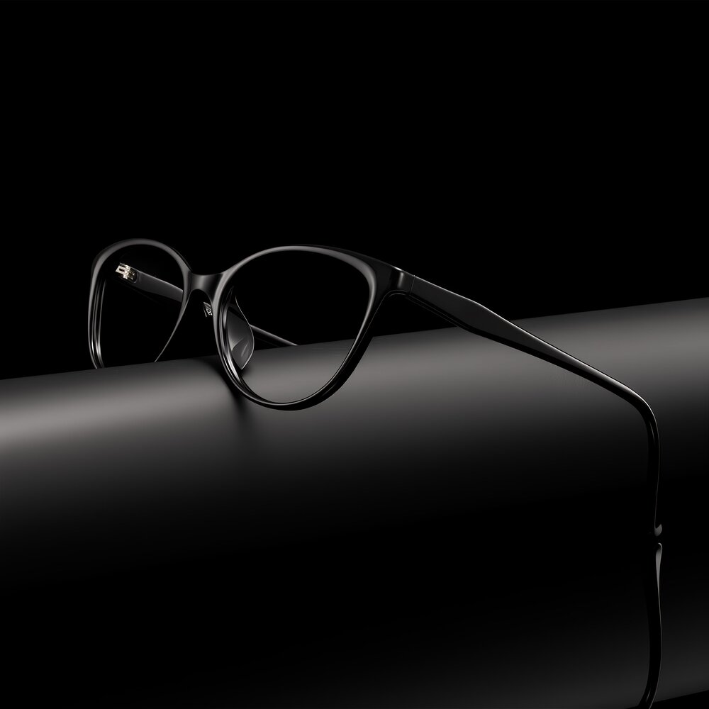 Black Retro-Vintage Low Bridge Fit Cat-Eye Eyeglasses