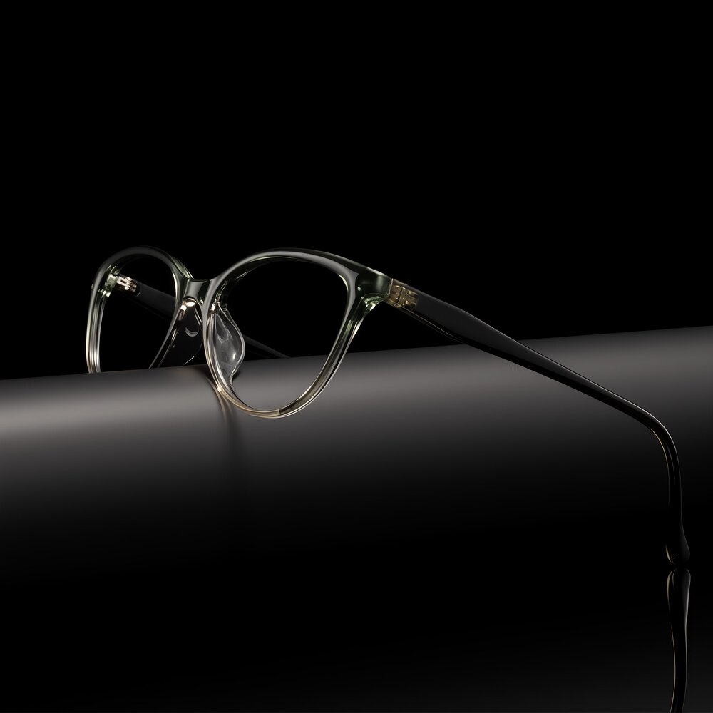 Gradient Green Retro-Vintage Low Bridge Fit Cat-Eye Eyeglasses