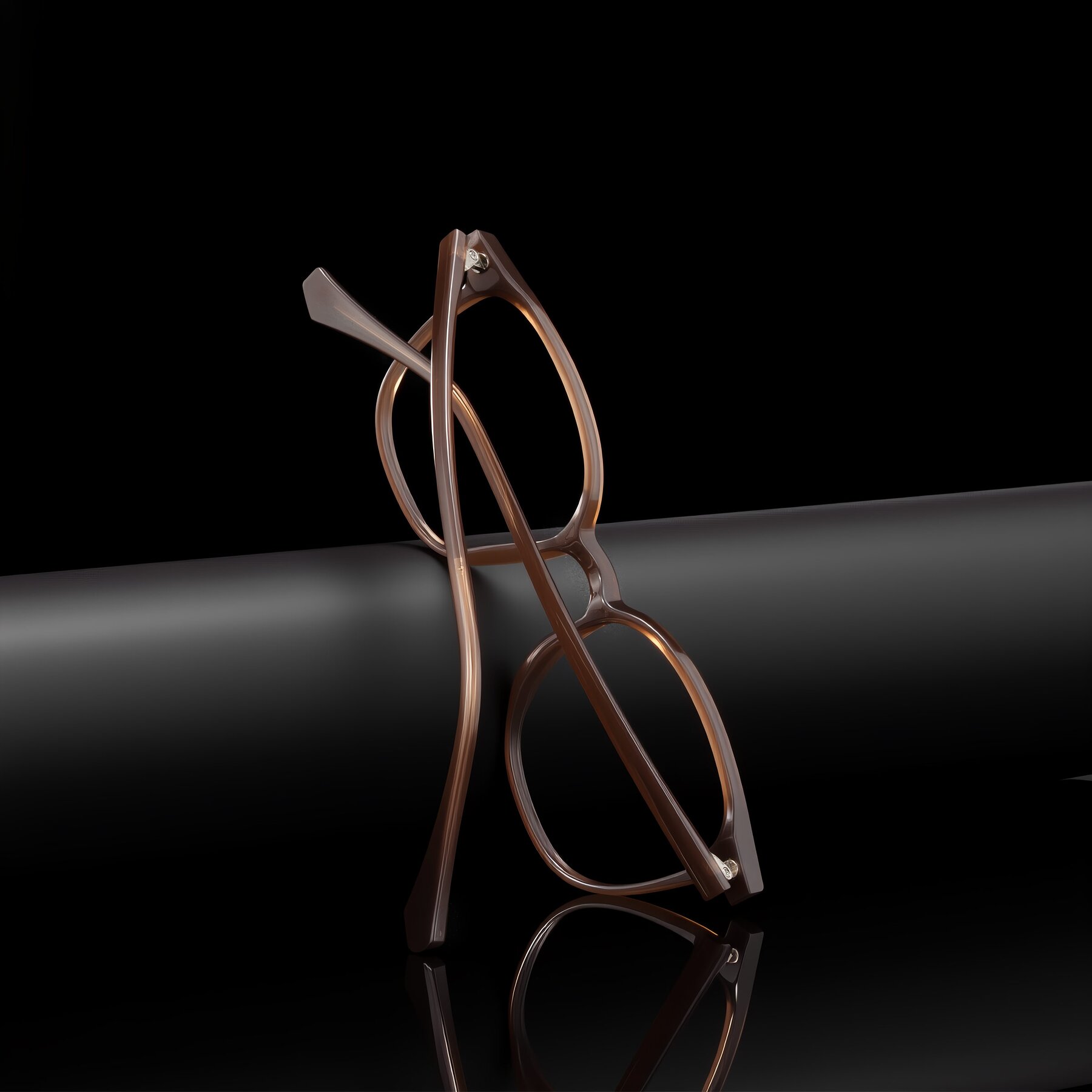 Lifestyle photography #2 of Noor in Coffee with Clear Eyeglass Lenses