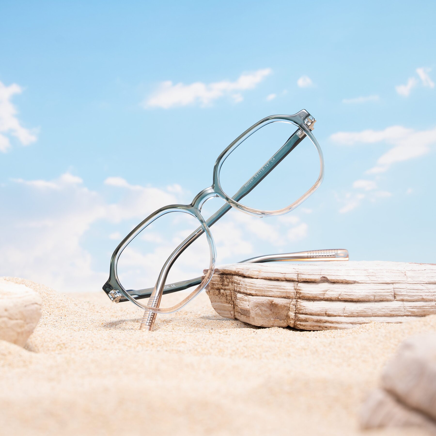 Lifestyle photography #2 of Holzer in Gradient Green with Clear Eyeglass Lenses