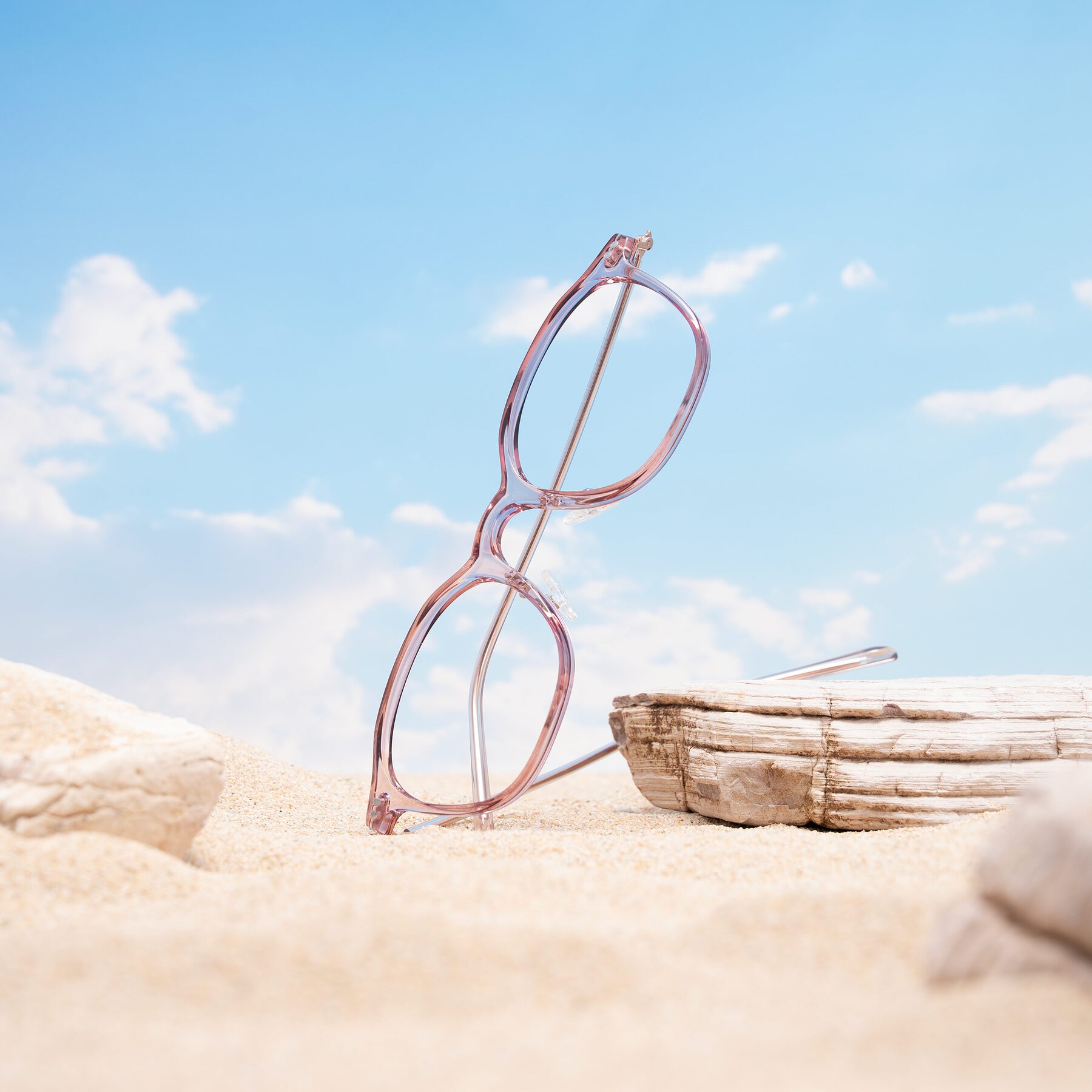 Lifestyle photography #2 of Bicknell in Light Wine with Clear Eyeglass Lenses