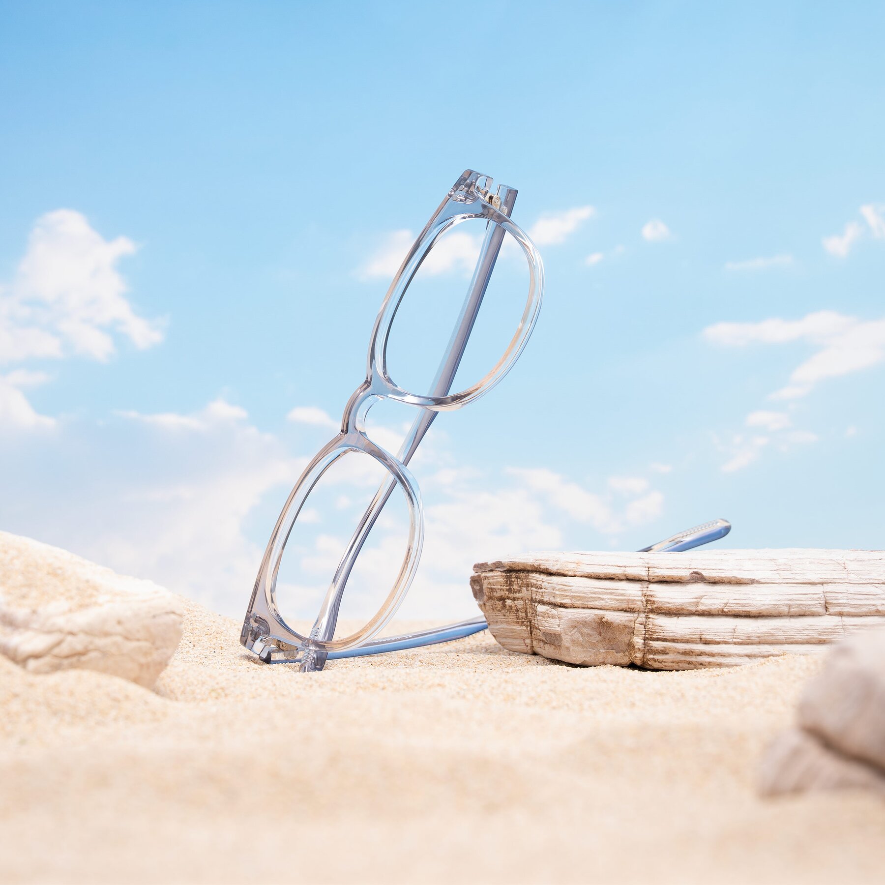 Lifestyle photography #2 of Pizarro in Crystal Gray/Champagne with Clear Eyeglass Lenses