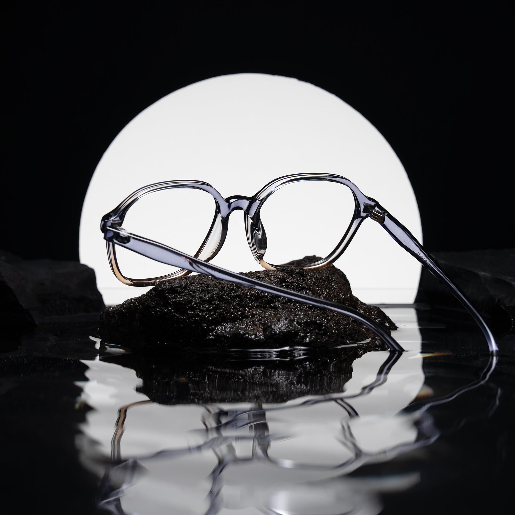 Lifestyle photography #2 of Banford in Crystal Indigo/Champagne with Clear Eyeglass Lenses