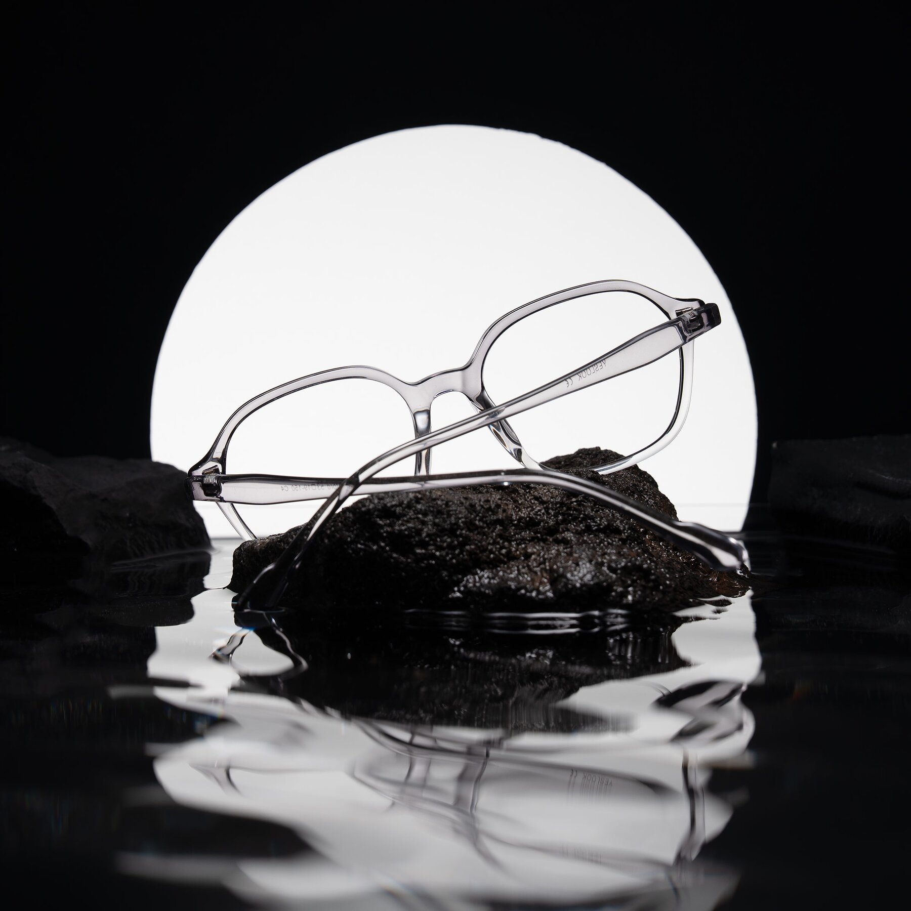 Lifestyle photography #1 of Banford in Crystal Gray with Clear Eyeglass Lenses