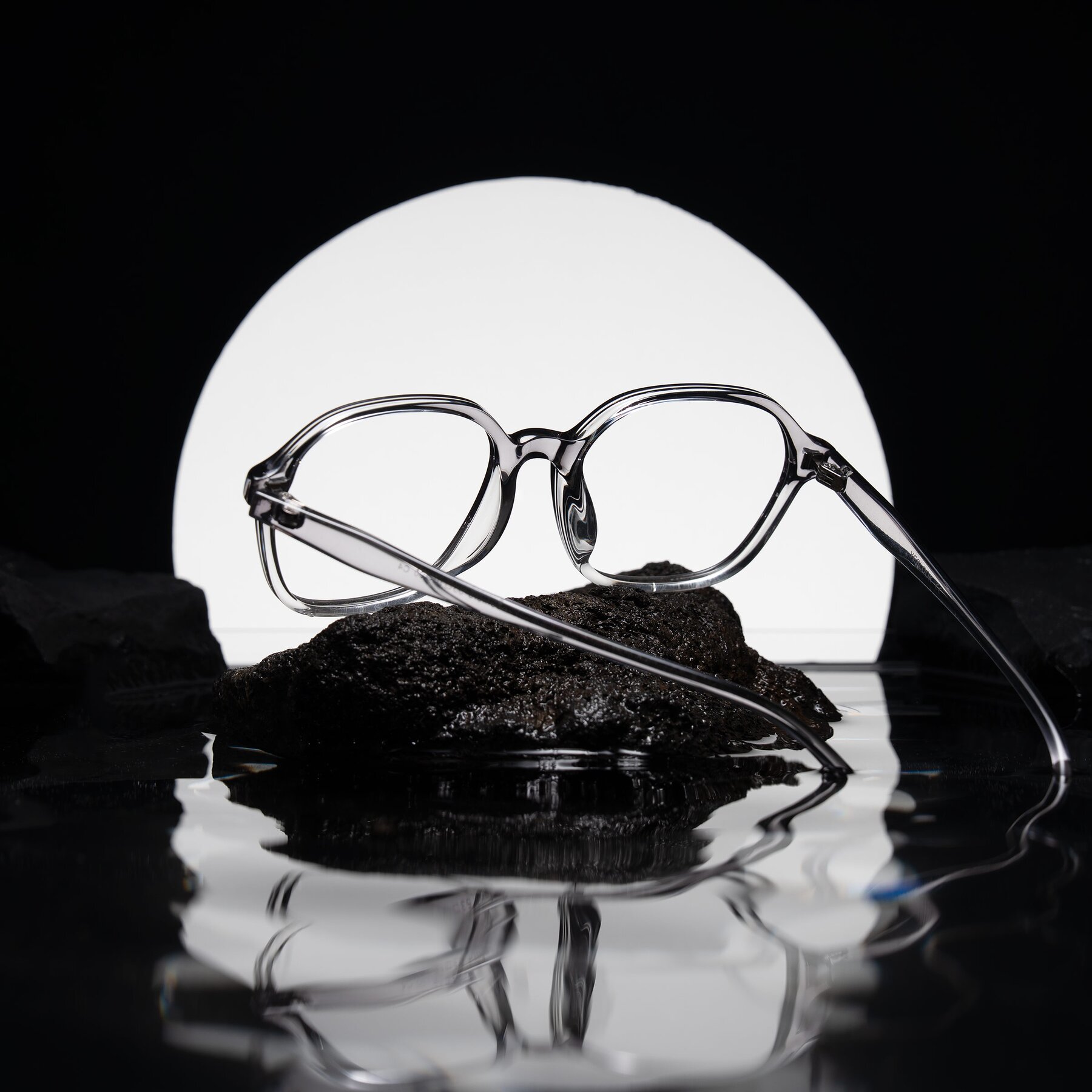 Lifestyle photography #2 of Banford in Crystal Gray with Clear Eyeglass Lenses