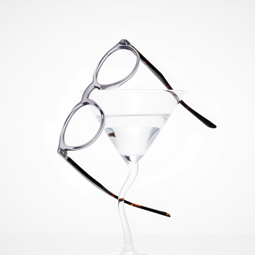 Crystal Gray Blue/Tortoise Keyhole Bridge Retro-Vintage Round Eyeglasses