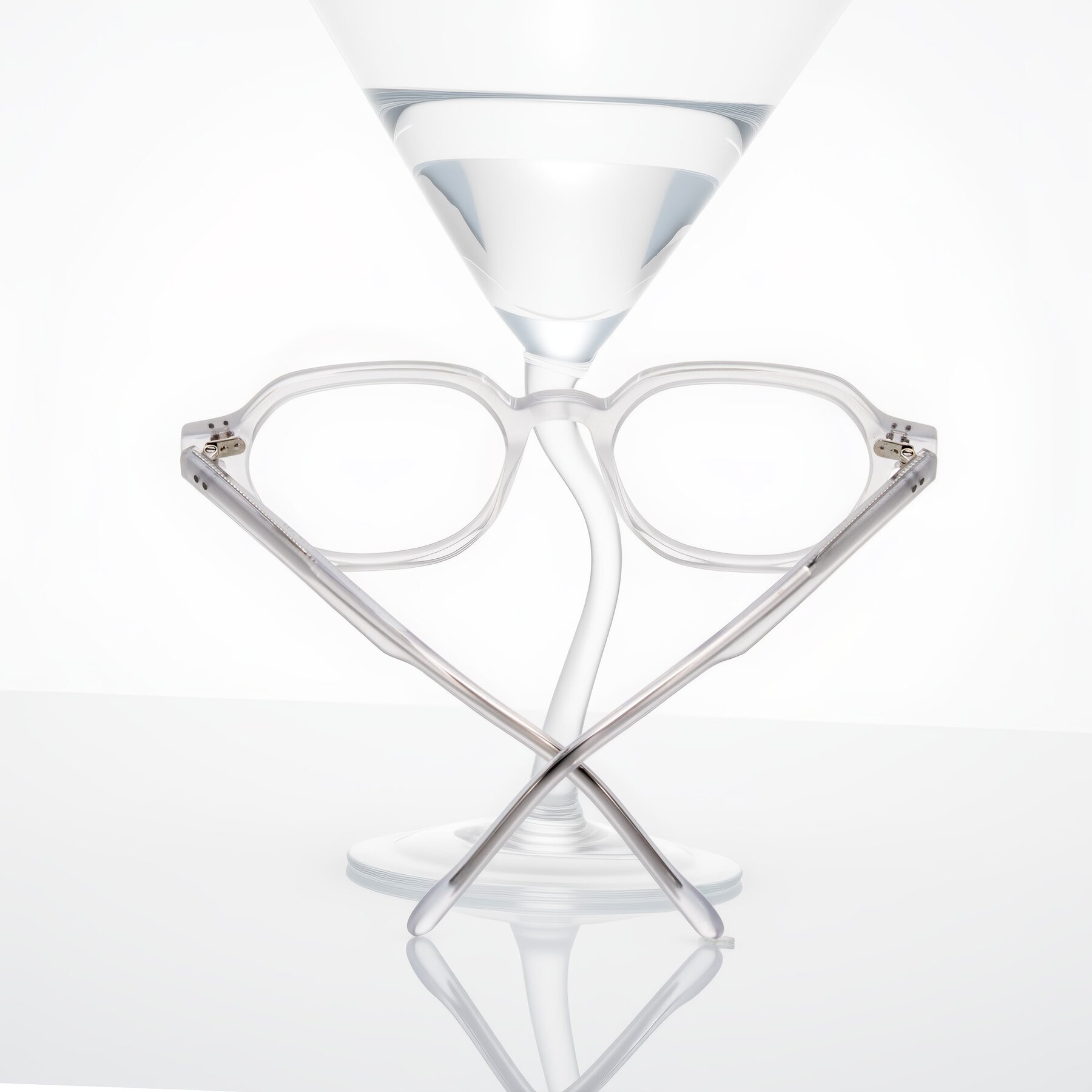 Lifestyle photography #1 of Electra in Transparent White Matte with Clear Eyeglass Lenses