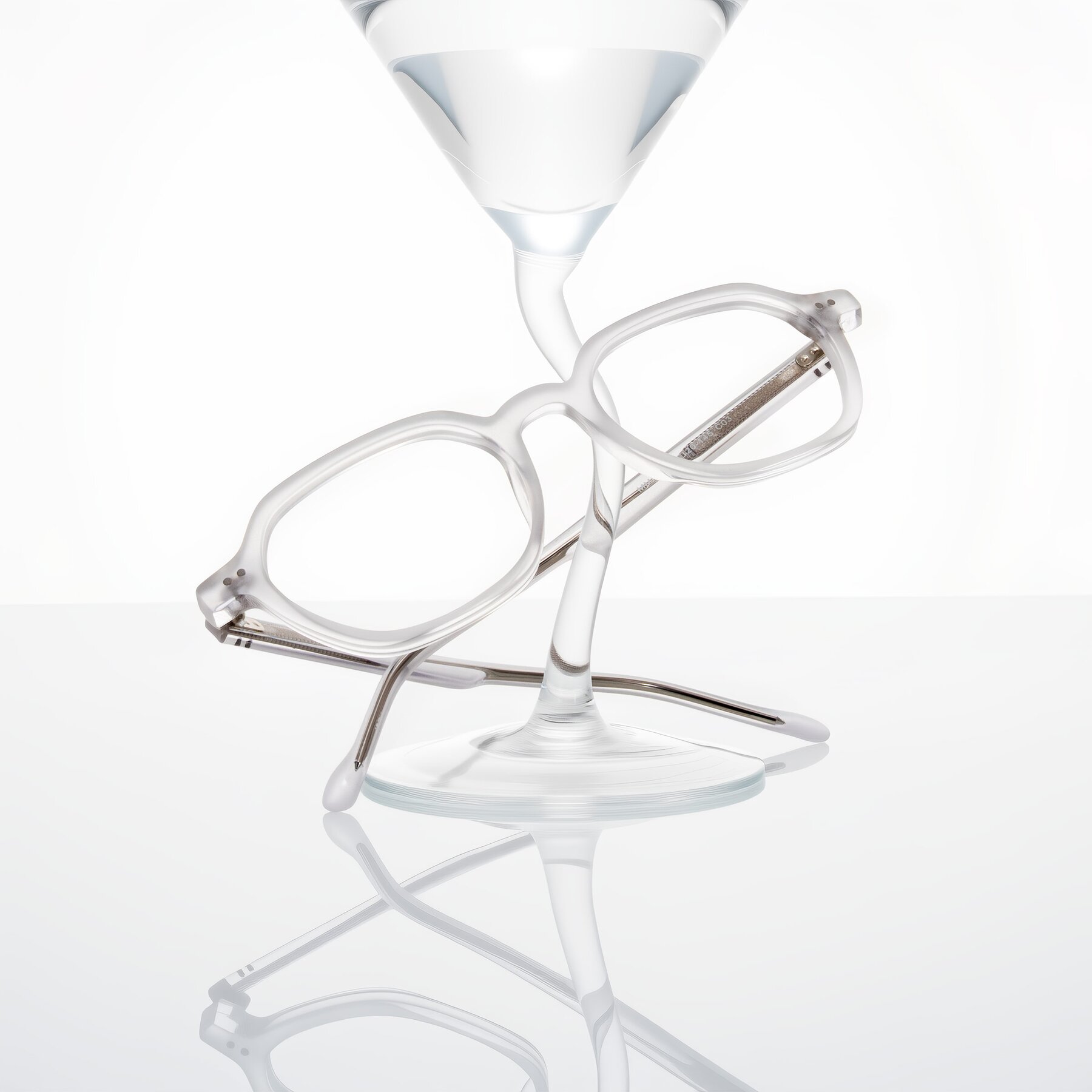 Lifestyle photography #2 of Electra in Transparent White Matte with Clear Eyeglass Lenses