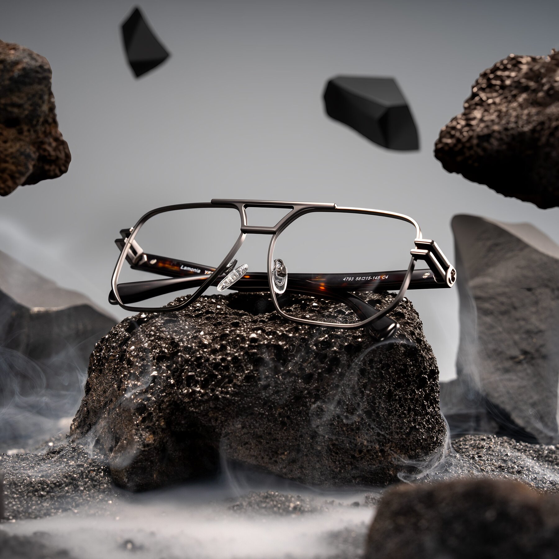 Lifestyle photography #1 of Lamonia in Matte Gunmetal/Tortoise with Clear Blue Light Blocking Lenses