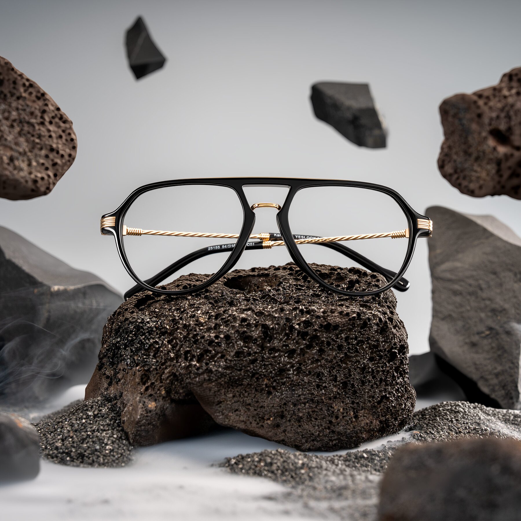 Lifestyle photography #1 of Kanause in Black/Gold with Clear Eyeglass Lenses