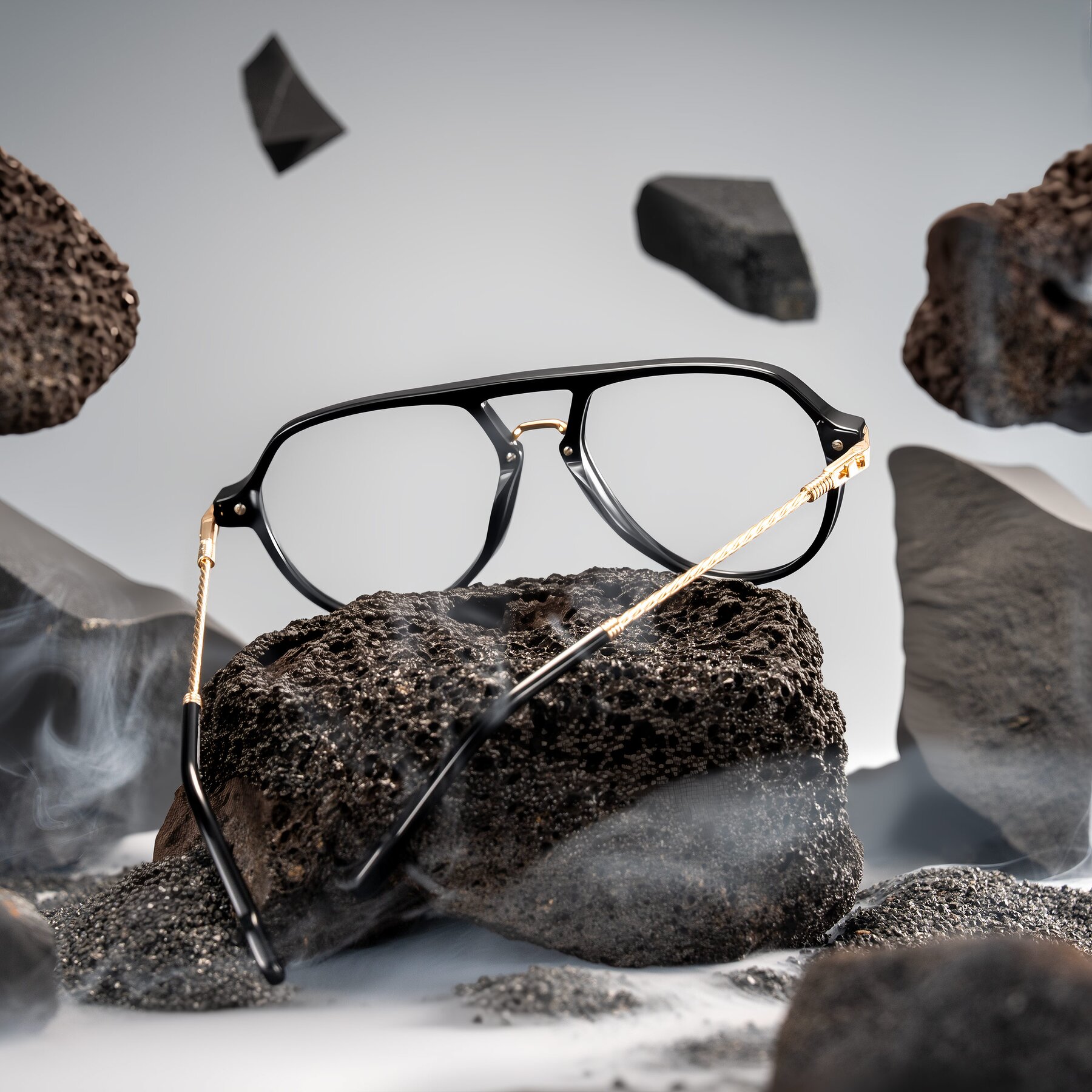 Lifestyle photography #2 of Kanause in Black/Gold with Clear Eyeglass Lenses