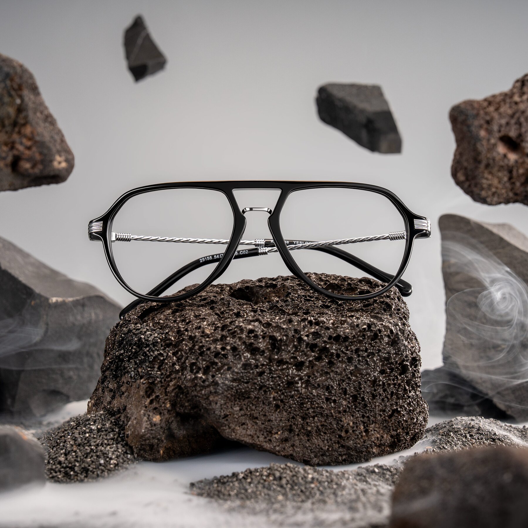 Lifestyle photography #1 of Kanause in Black/Silver with Clear Eyeglass Lenses