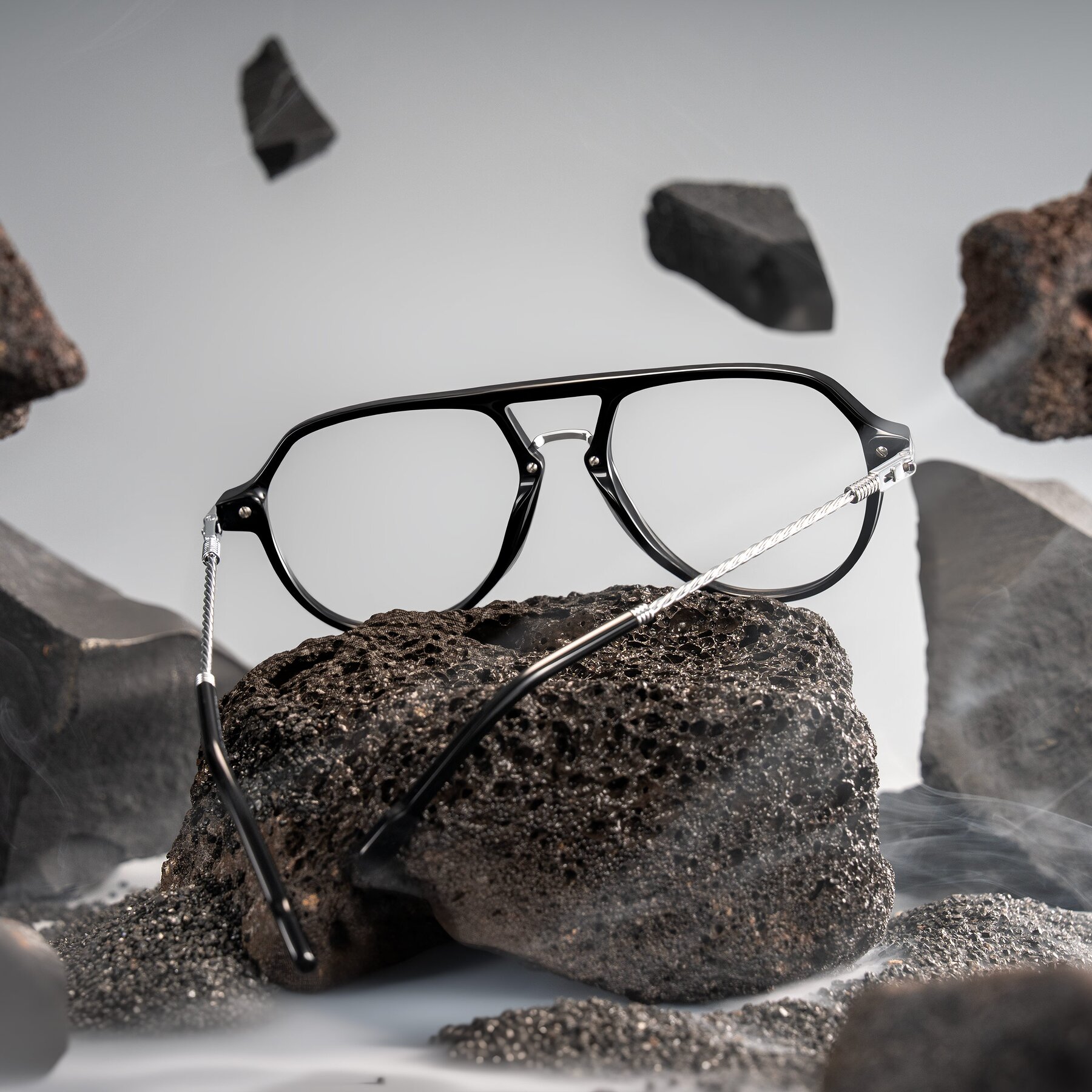 Lifestyle photography #2 of Kanause in Black/Silver with Clear Eyeglass Lenses