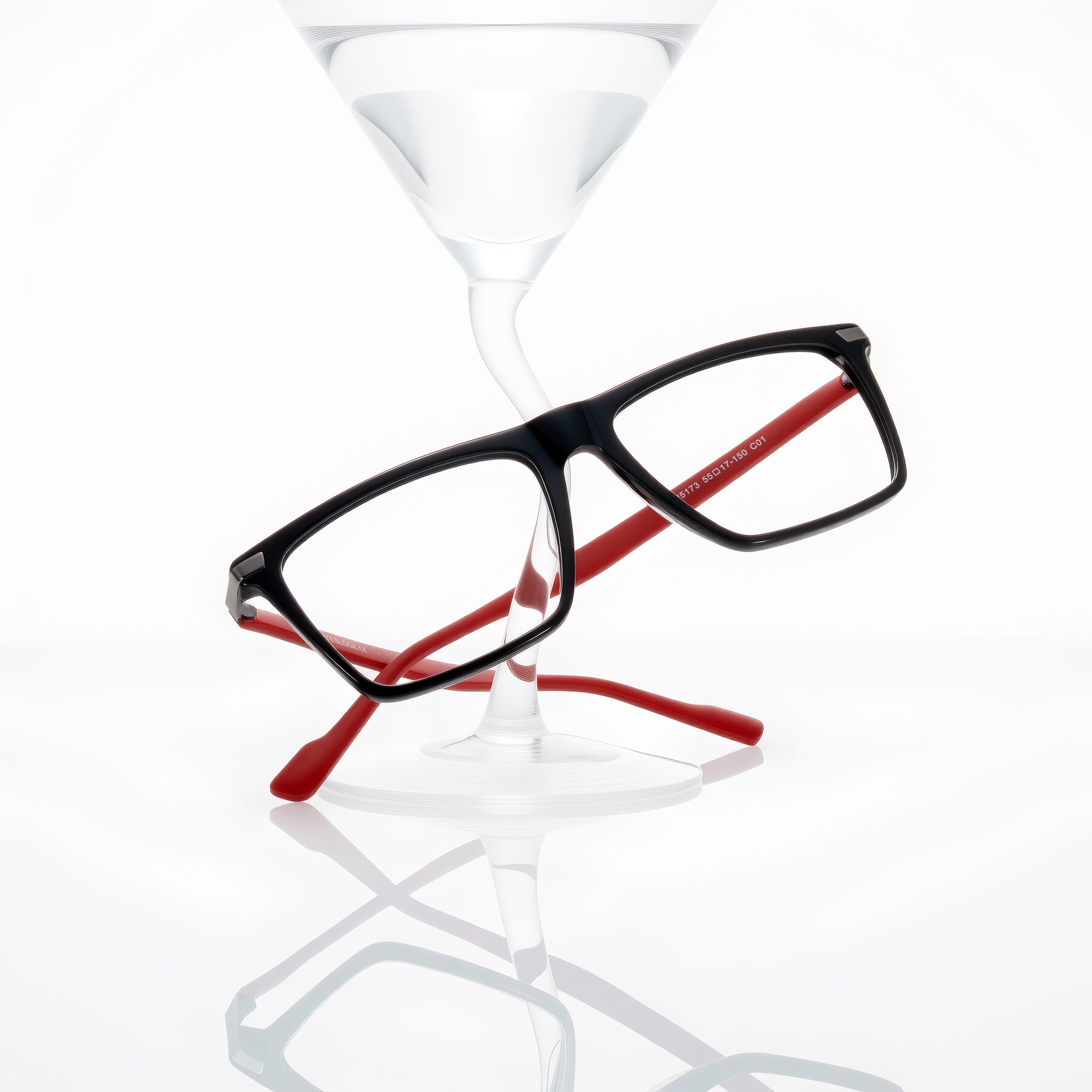 Lifestyle photography #2 of Zephyr in Black/Red with Clear Eyeglass Lenses