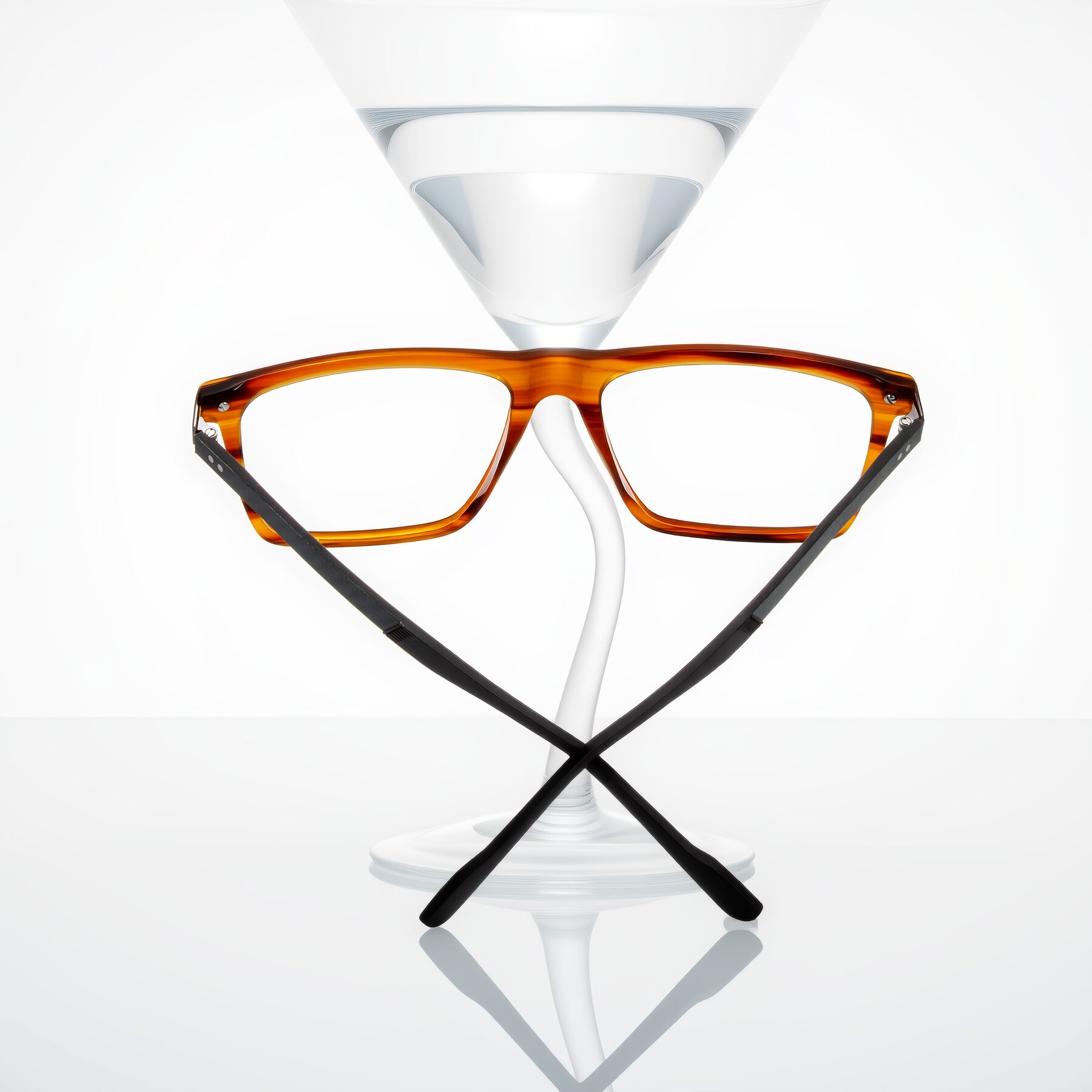 Lifestyle photography #1 of Zephyr in Amber Striped/Gray with Clear Eyeglass Lenses