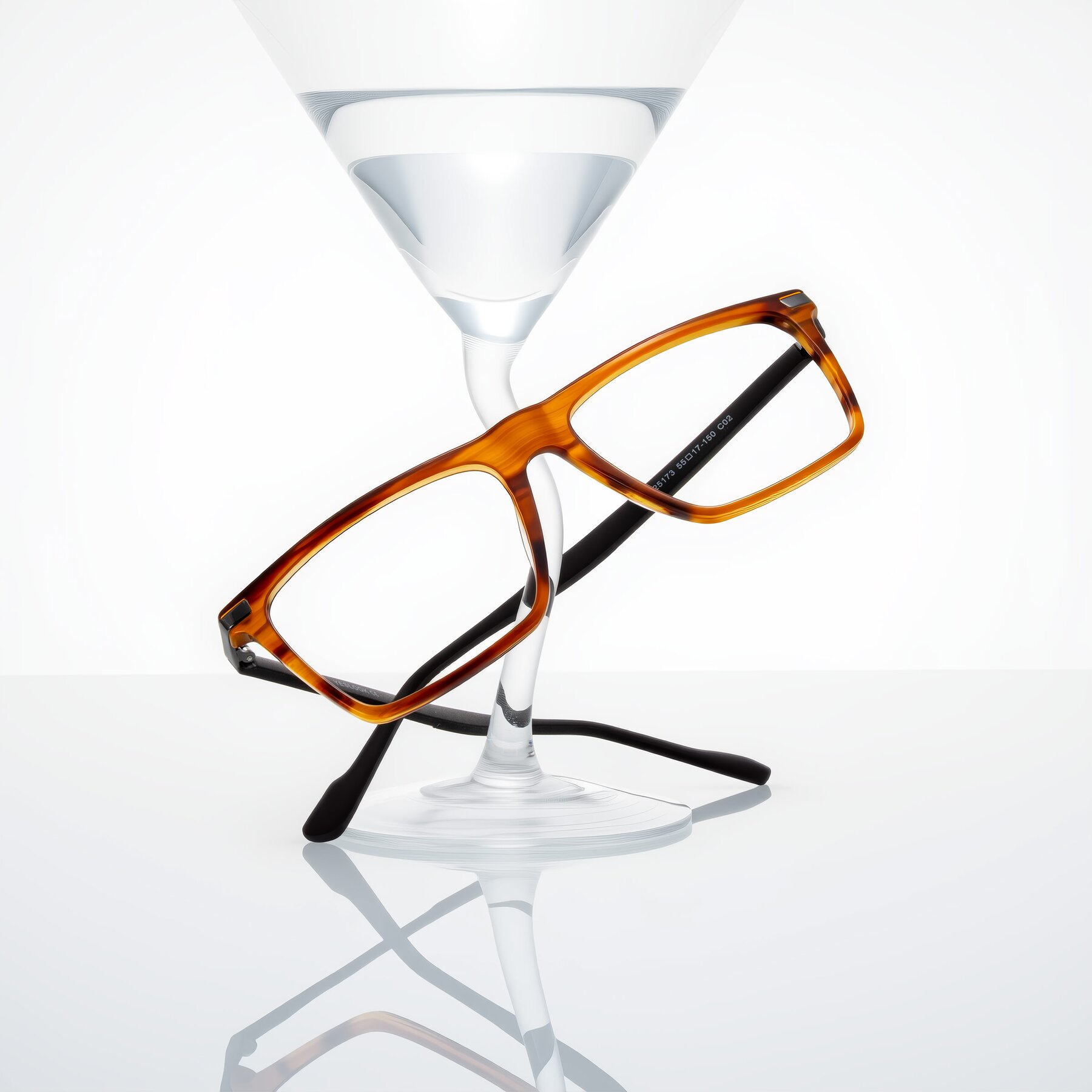Lifestyle photography #2 of Zephyr in Amber Striped/Gray with Clear Eyeglass Lenses