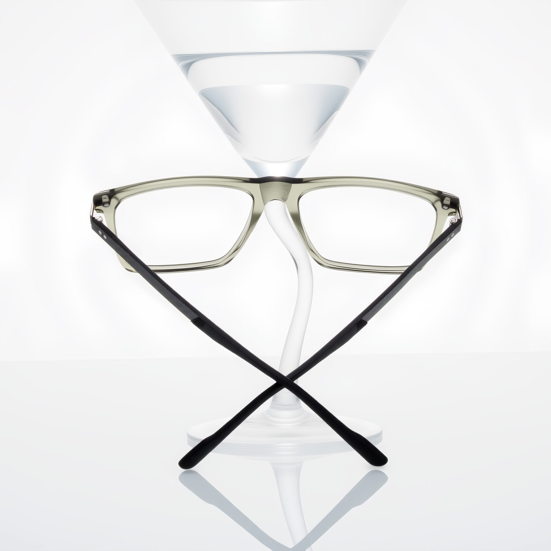 Lifestyle photography #1 of Zephyr in Transparent Green/Black with Clear Eyeglass Lenses