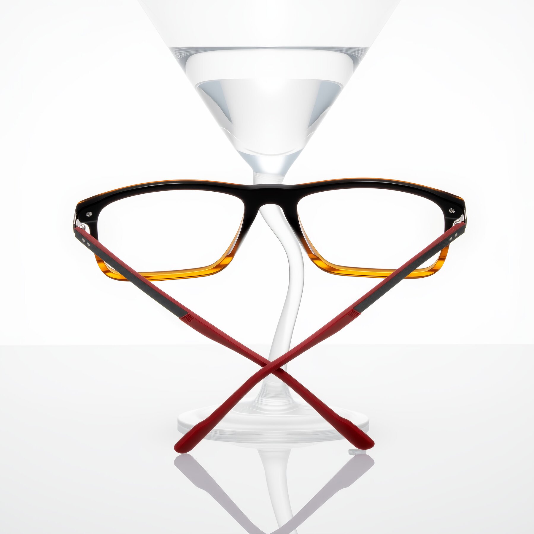 Lifestyle photography #1 of Arleth in Gradient Brown Striped/Red with Clear Eyeglass Lenses