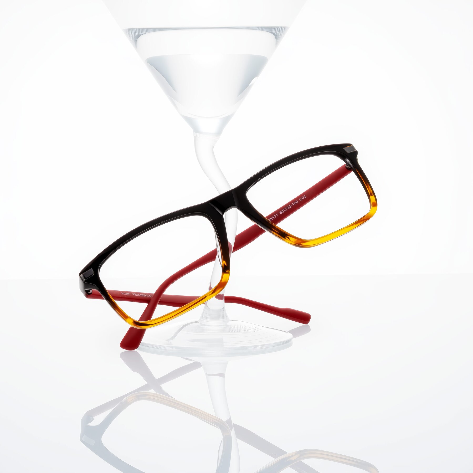 Lifestyle photography #2 of Arleth in Gradient Brown Striped/Red with Clear Eyeglass Lenses