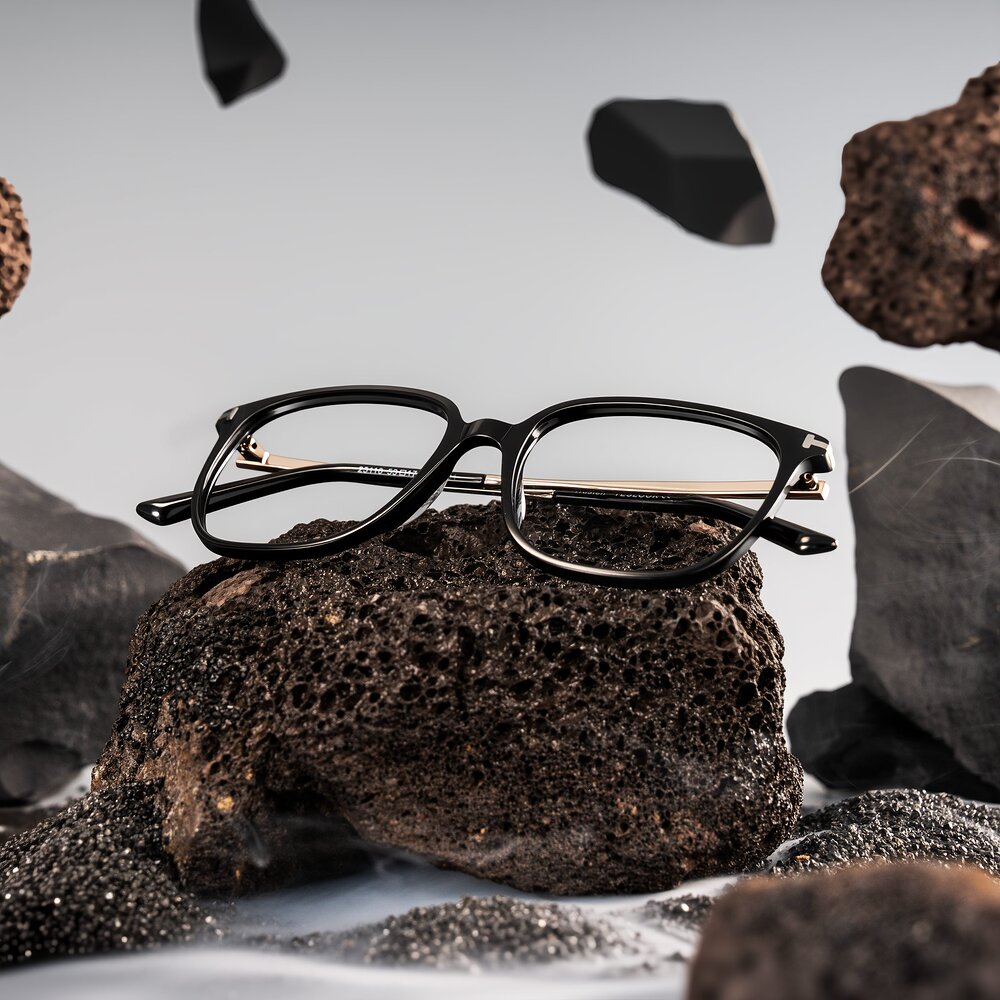 Black Grandpa Acetate Square Eyeglasses