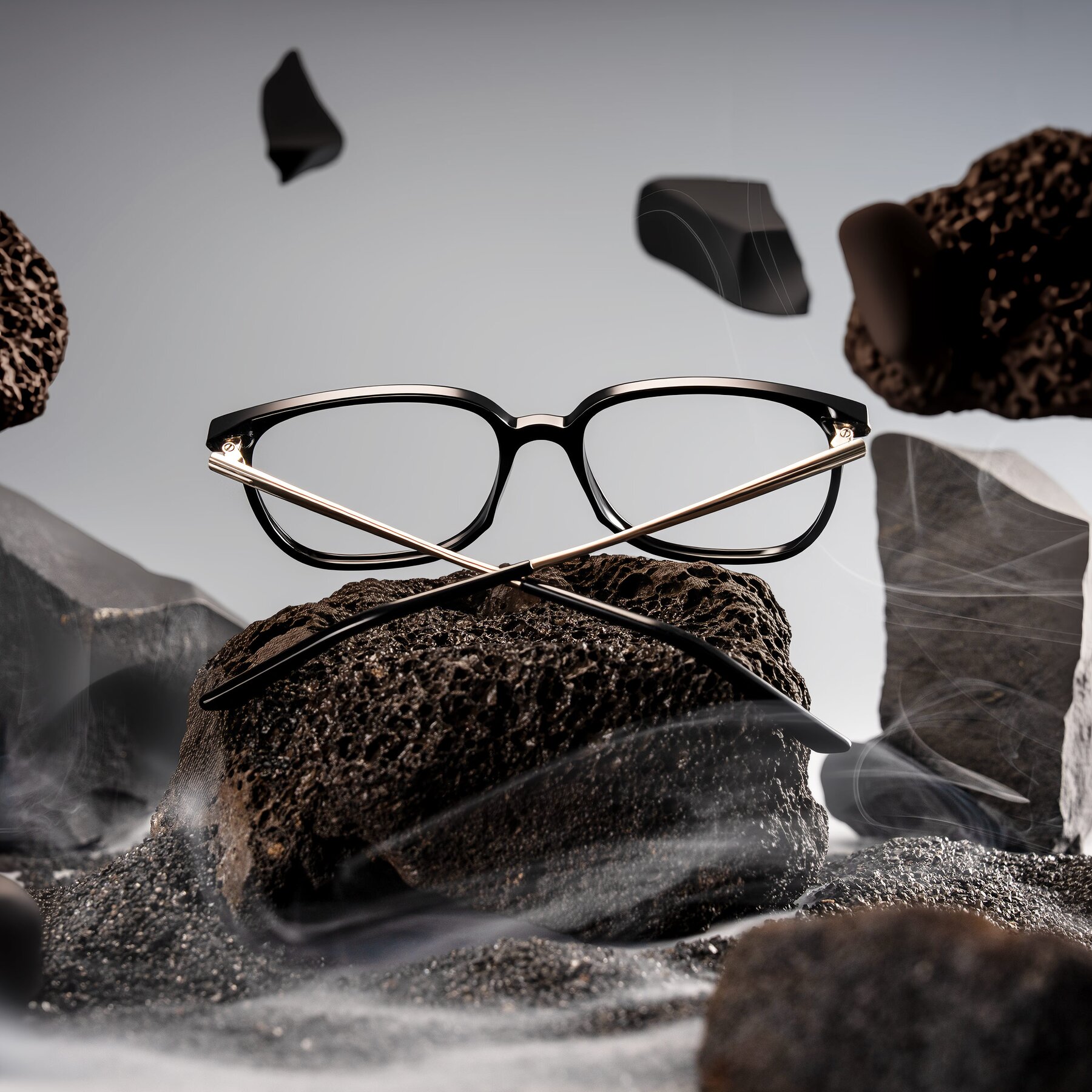 Lifestyle photography #2 of Trusten in Black with Clear Blue Light Blocking Lenses