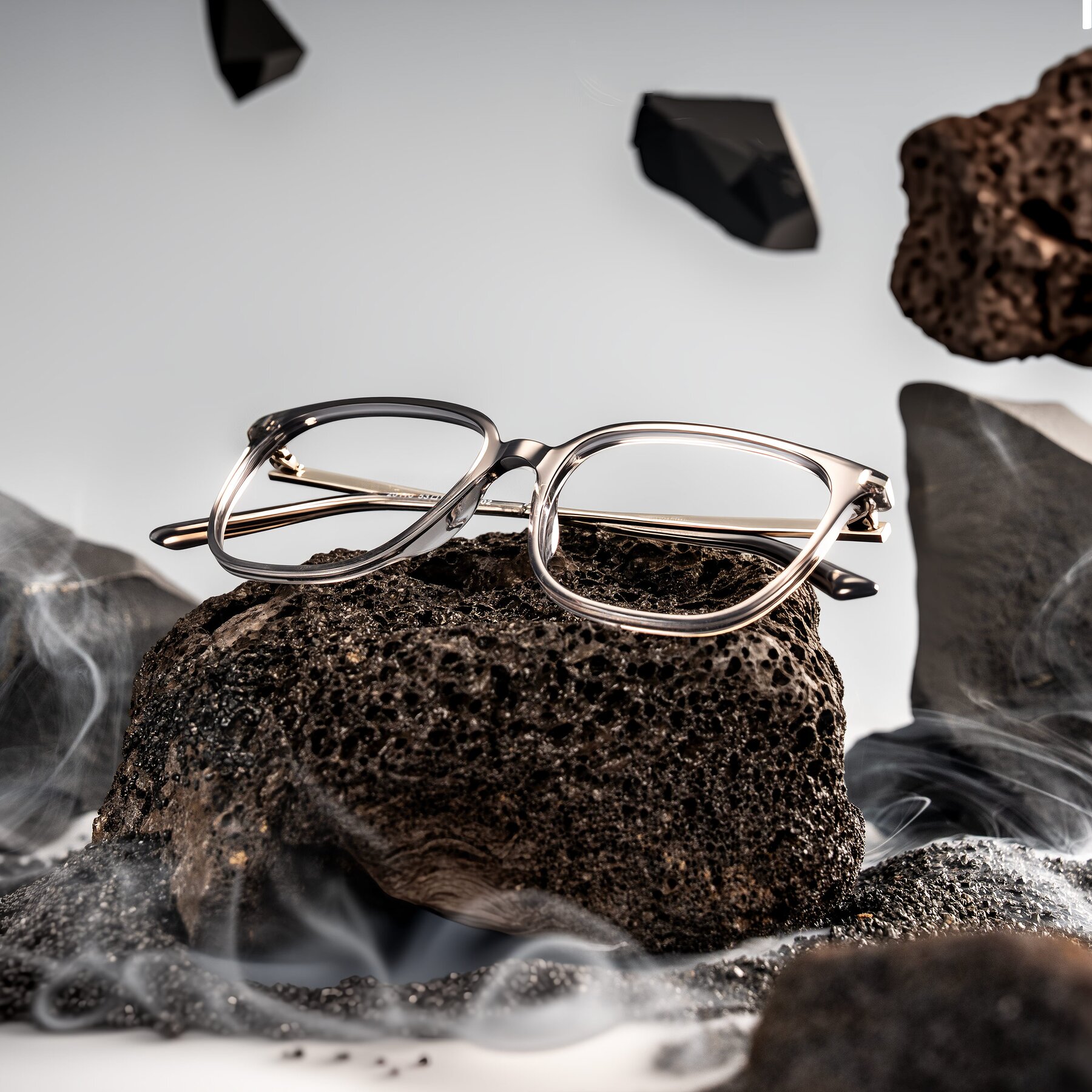 Lifestyle photography #1 of Trusten in Transparent Gray with Clear Blue Light Blocking Lenses