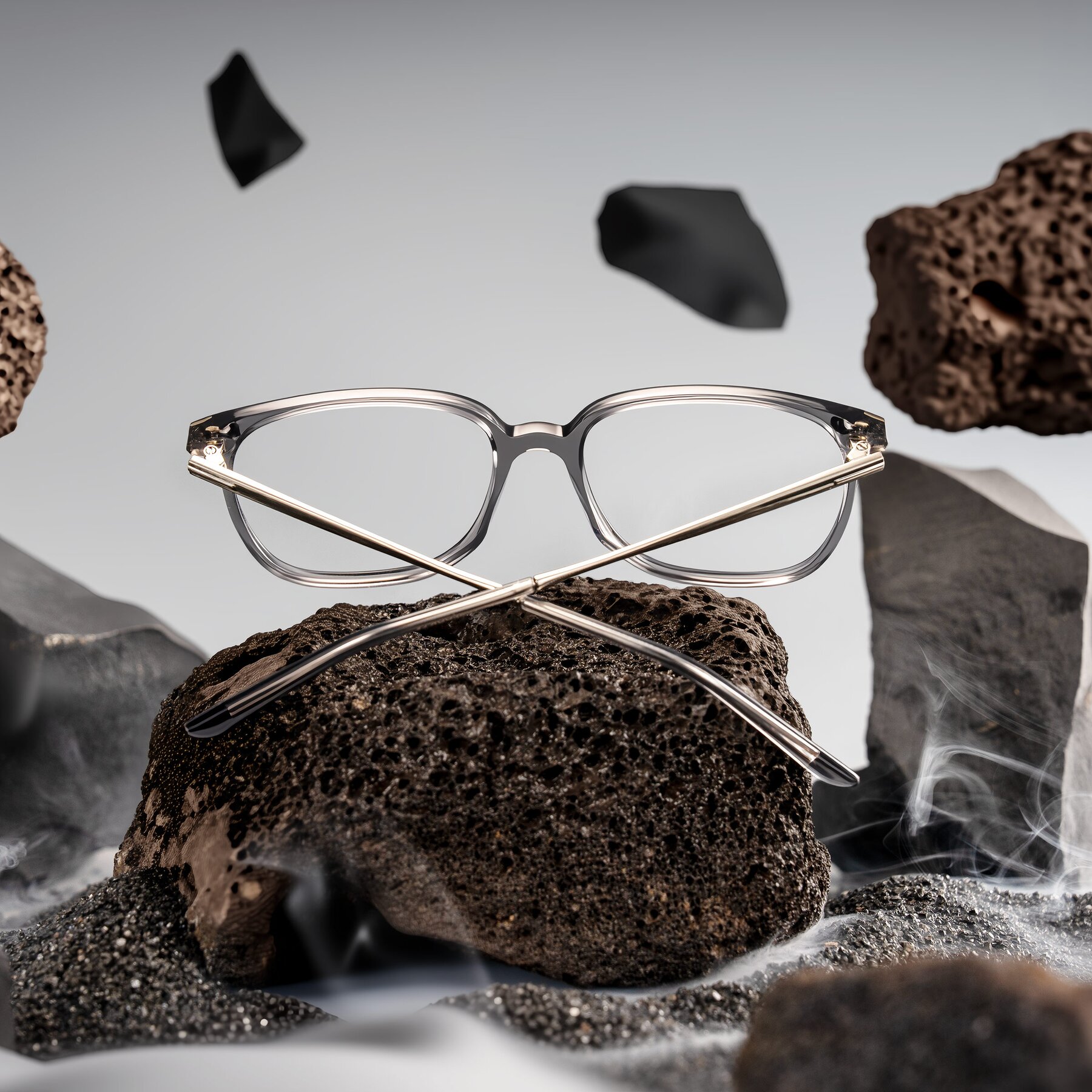 Lifestyle photography #2 of Trusten in Transparent Gray with Clear Blue Light Blocking Lenses