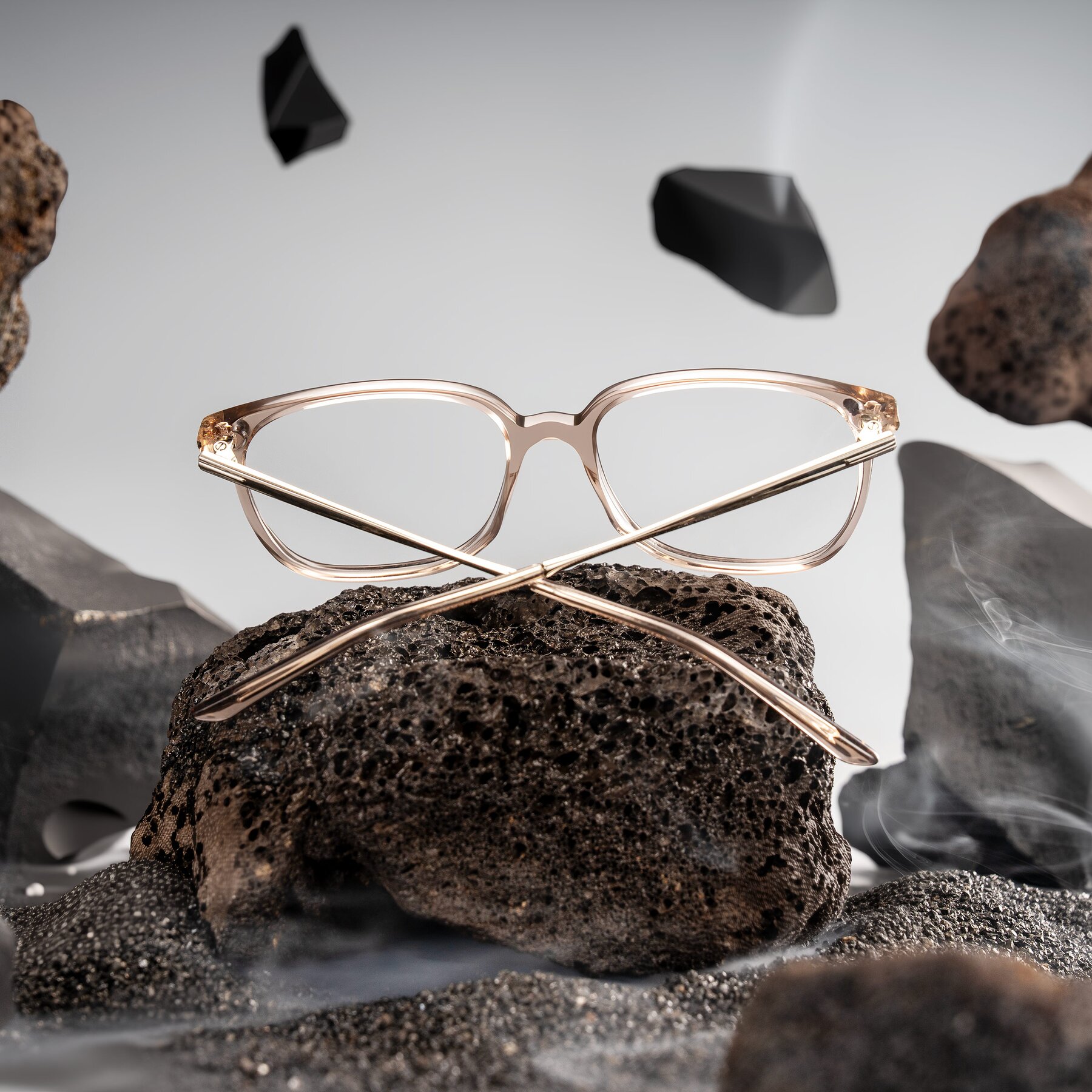 Lifestyle photography #2 of Trusten in Transparent Brown with Clear Eyeglass Lenses