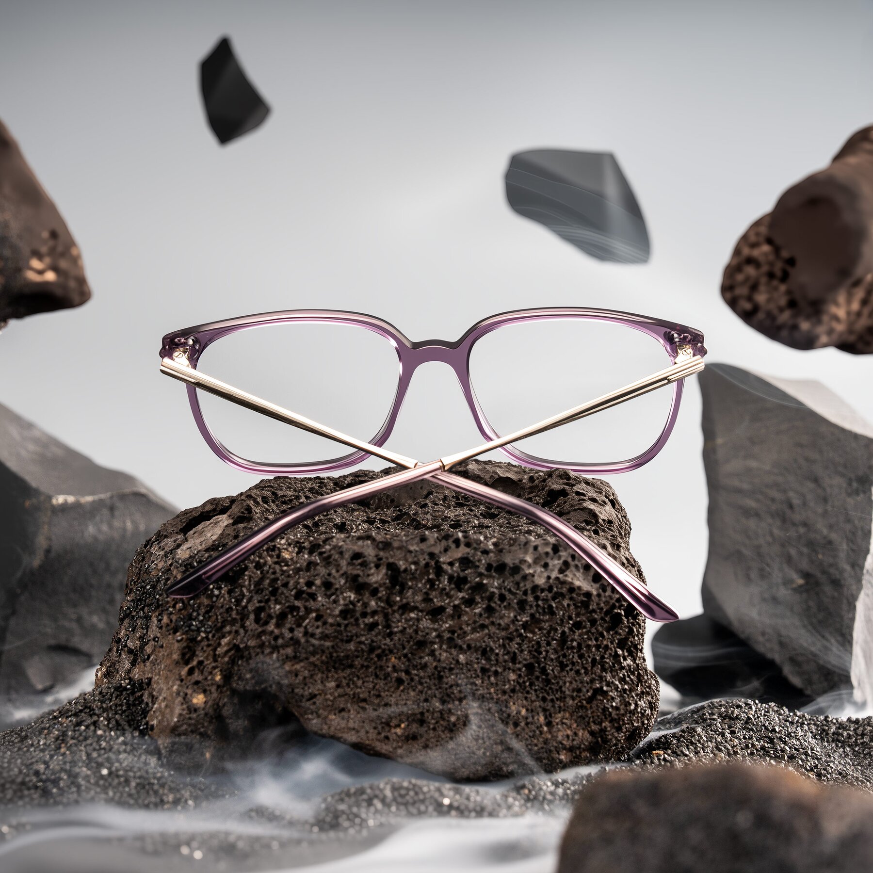 Lifestyle photography #2 of Trusten in Transparent Purple with Clear Blue Light Blocking Lenses