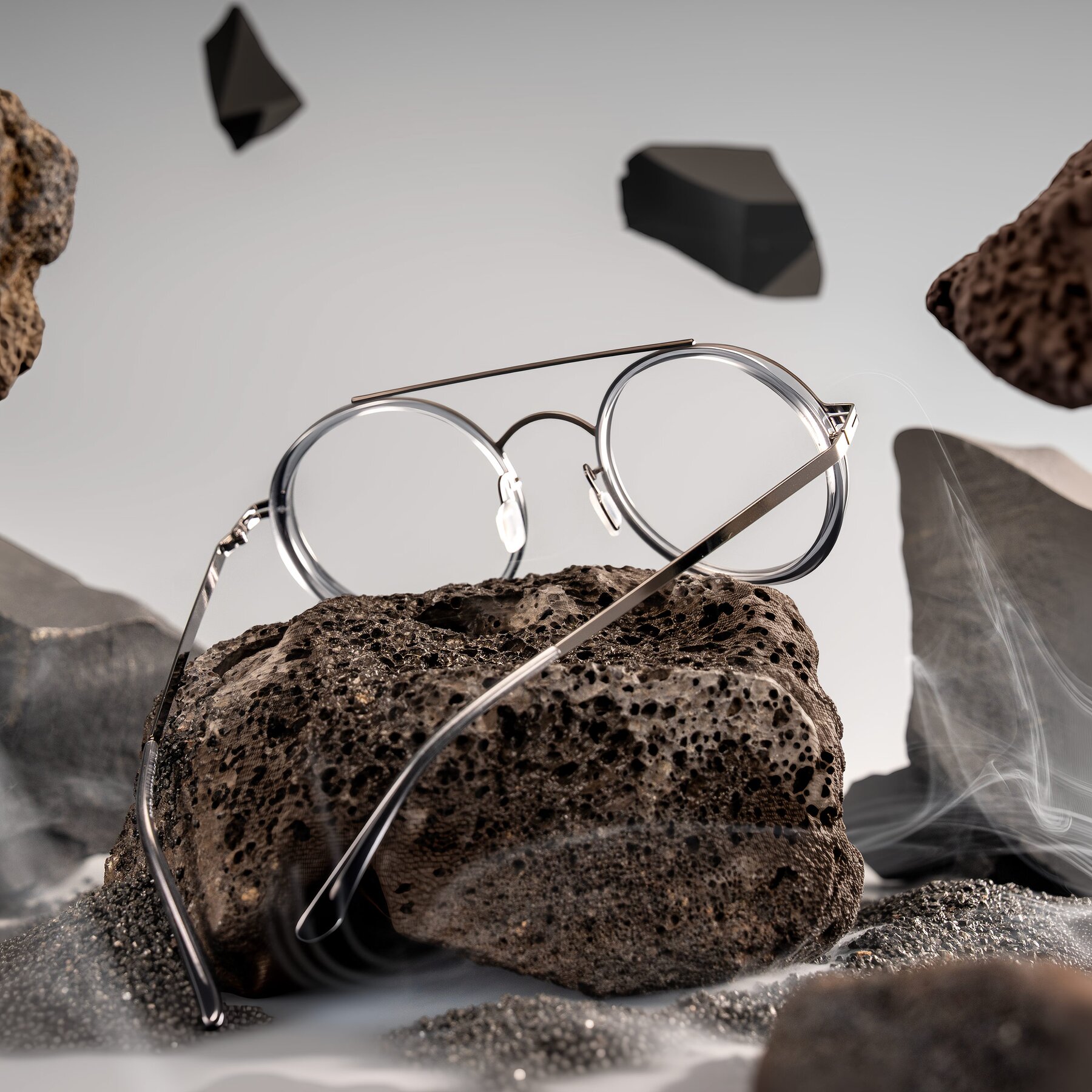 Lifestyle photography #2 of Lodovico in Transparent Gray with Clear Eyeglass Lenses