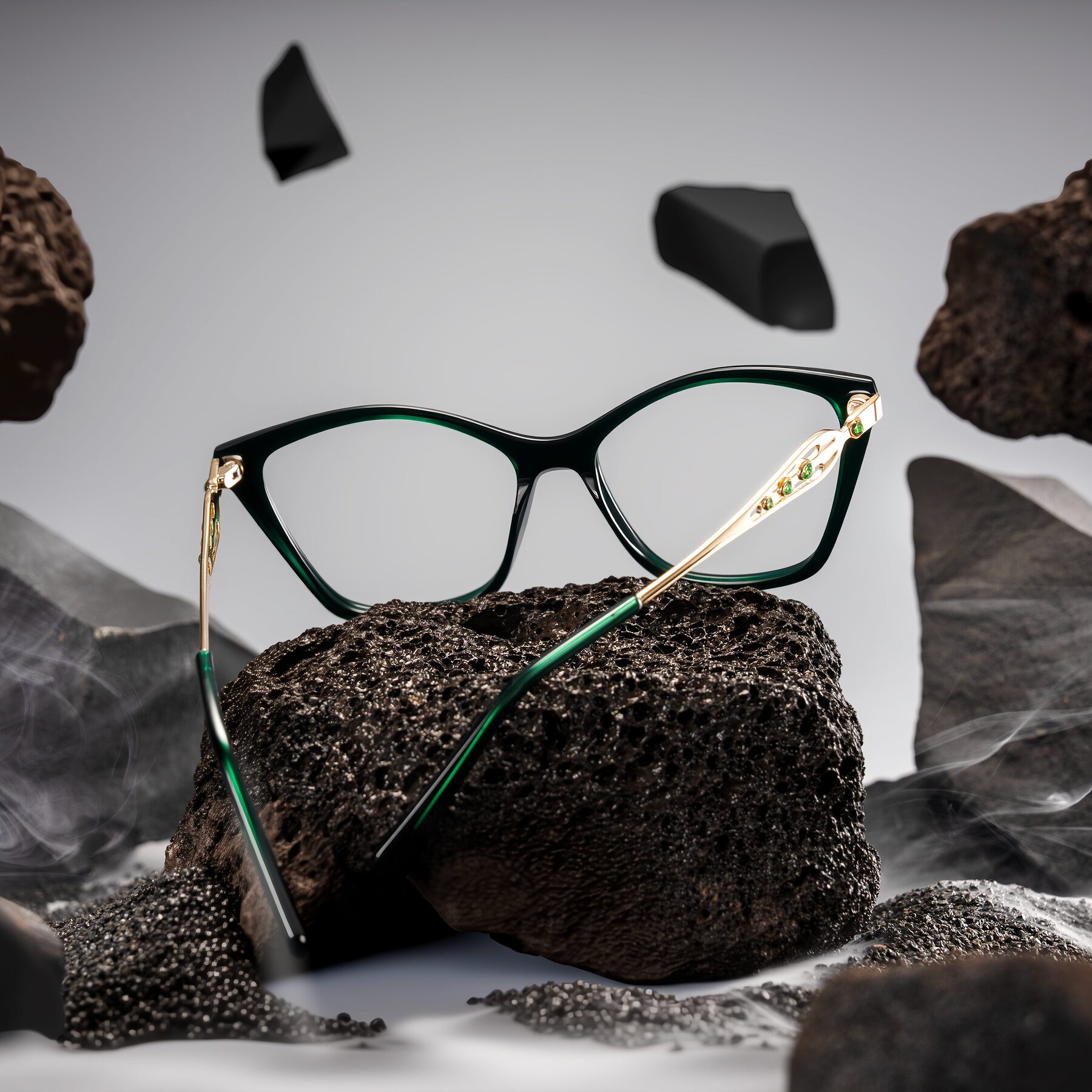 Lifestyle photography #2 of Aspen in Jade Green with Clear Eyeglass Lenses