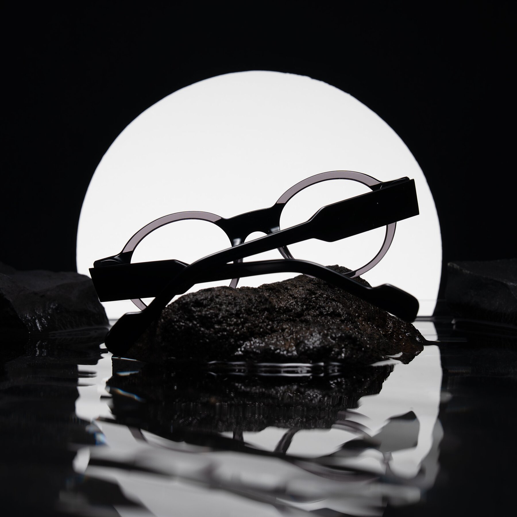 Lifestyle photography #1 of Talori in Transparent Gray/Black with Clear Eyeglass Lenses