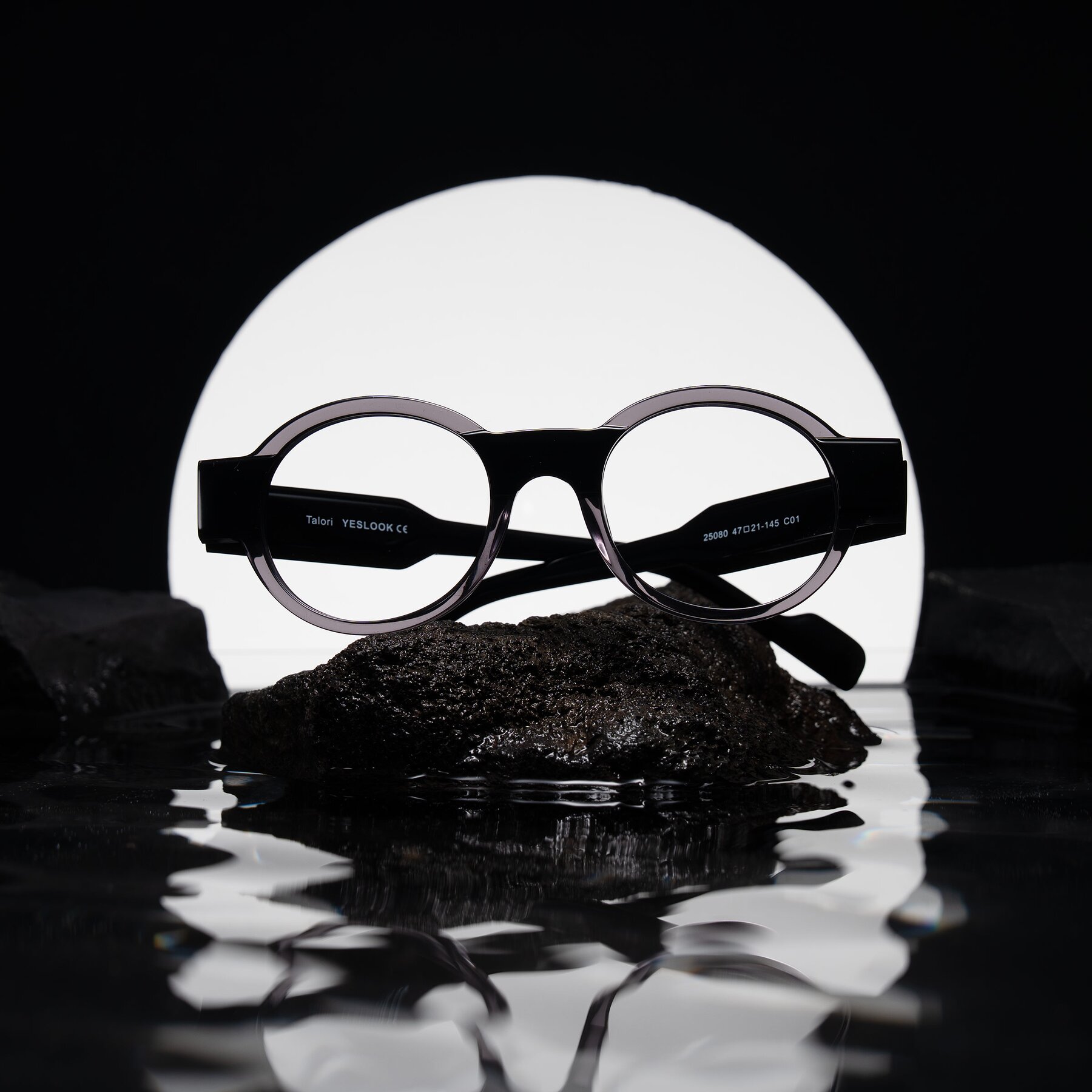 Lifestyle photography #2 of Talori in Transparent Gray/Black with Clear Eyeglass Lenses