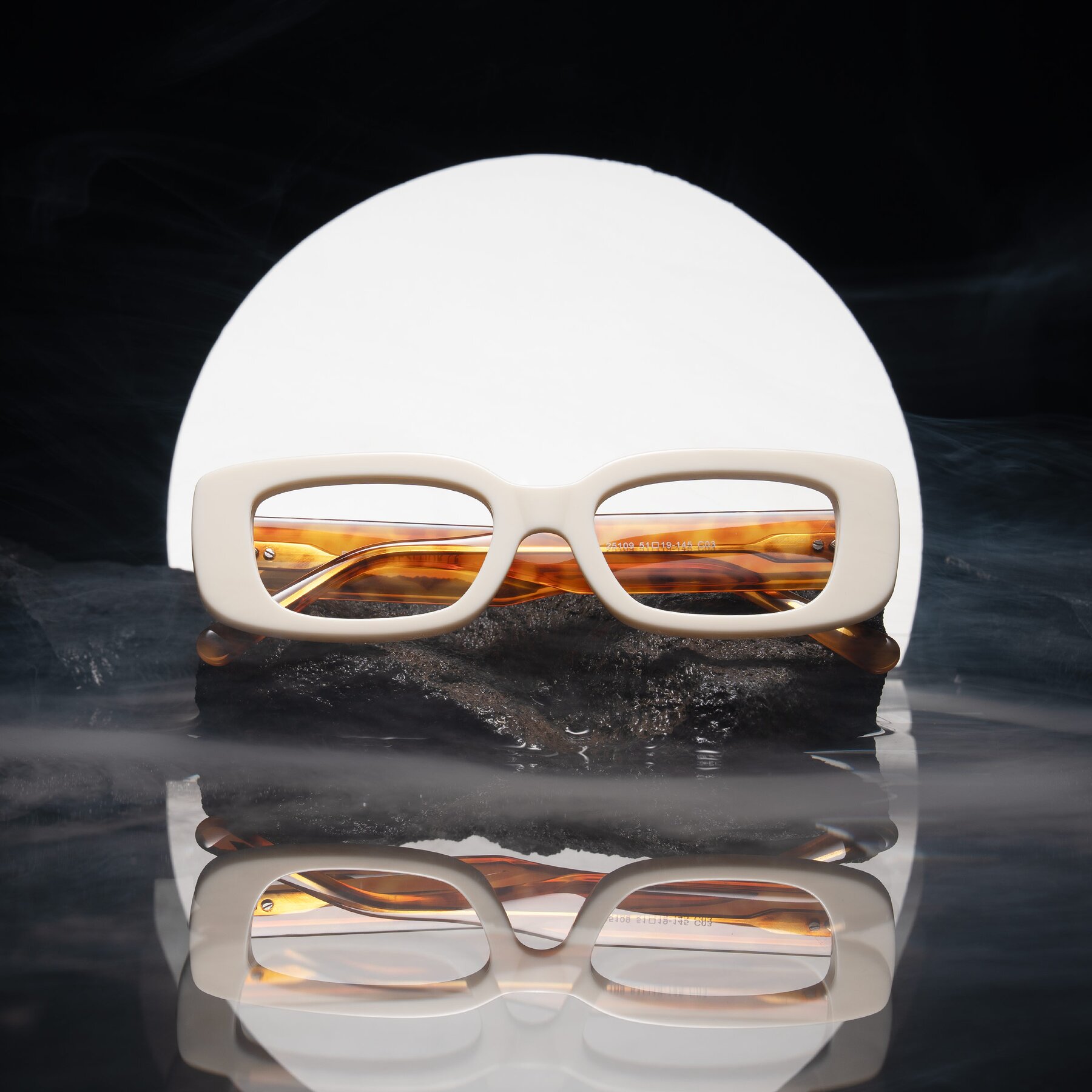 Lifestyle photography #1 of Pythias in Milky White/Tortoise with Clear Eyeglass Lenses