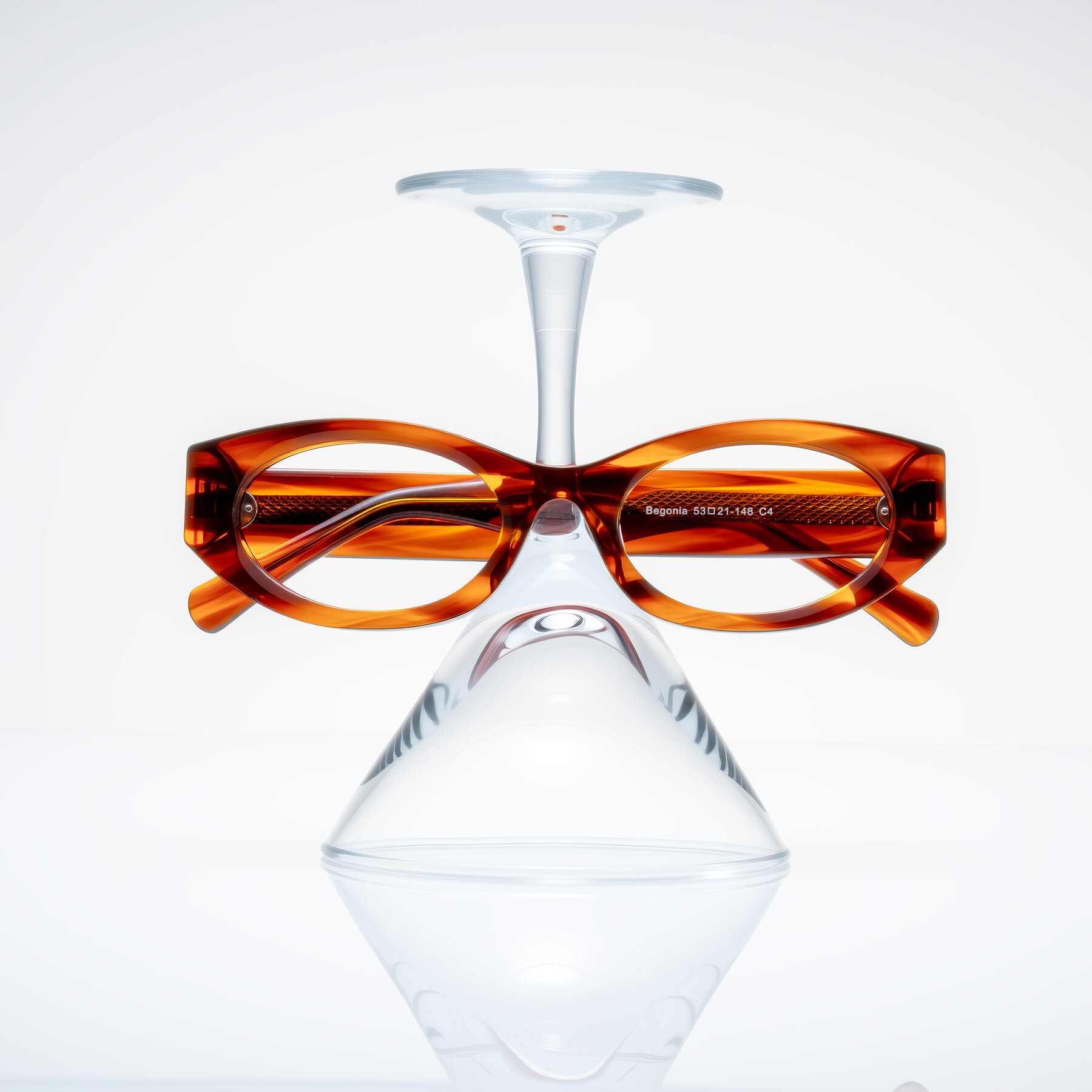 Lifestyle photography #1 of Begonia in Amber Striped with Clear Eyeglass Lenses