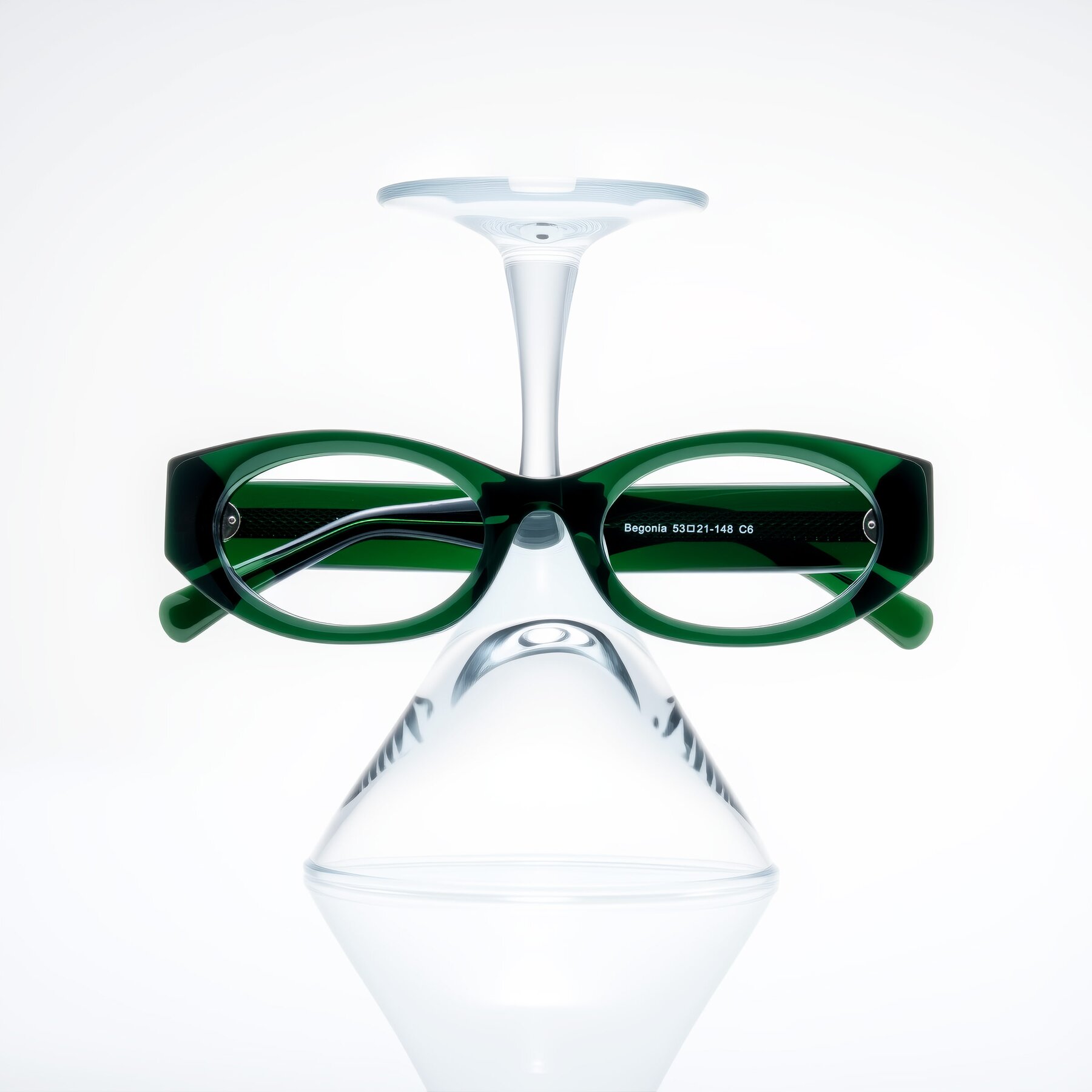 Lifestyle photography #2 of Begonia in Deep Crystal Green with Clear Eyeglass Lenses