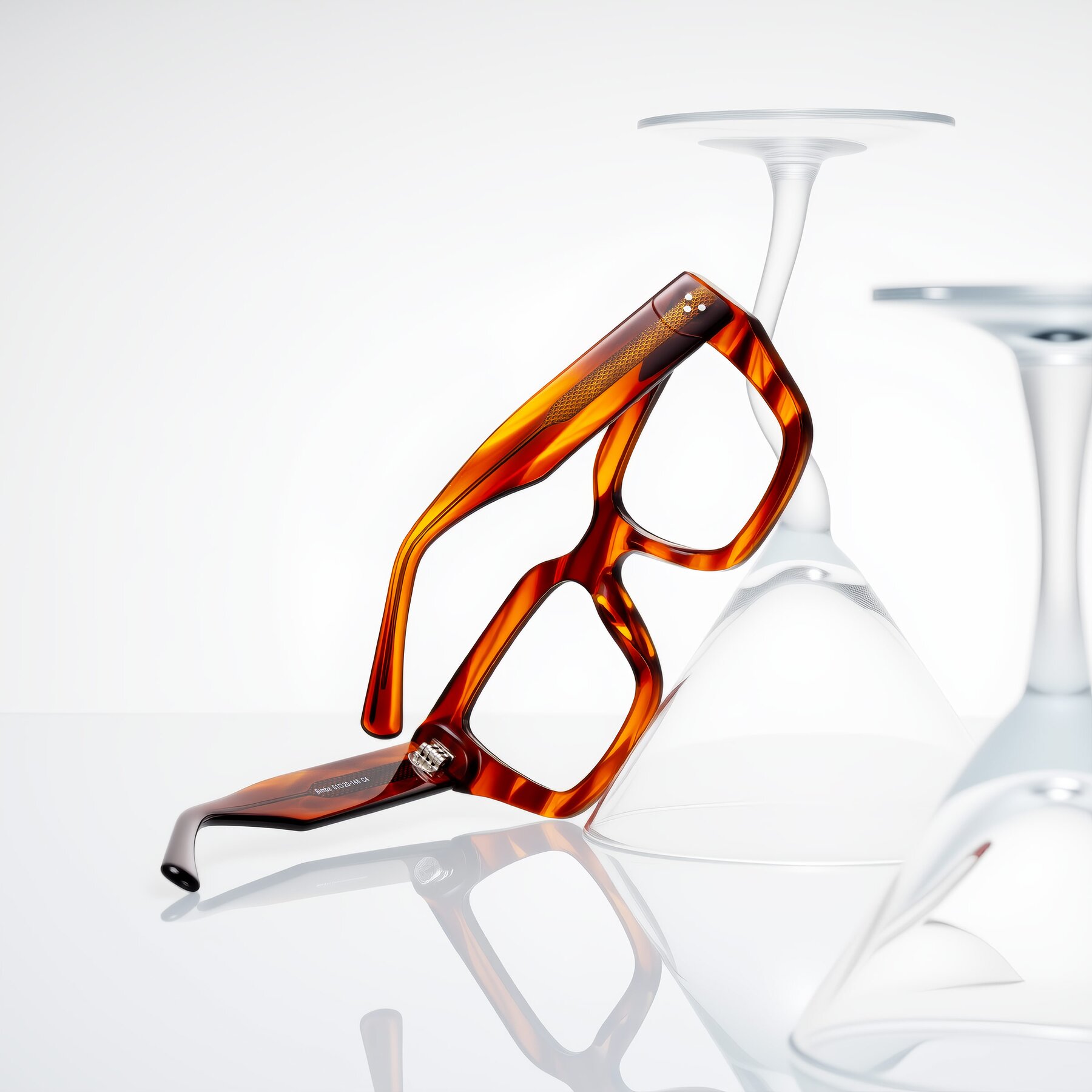 Lifestyle photography #1 of Simba in Amber Striped with Clear Blue Light Blocking Lenses