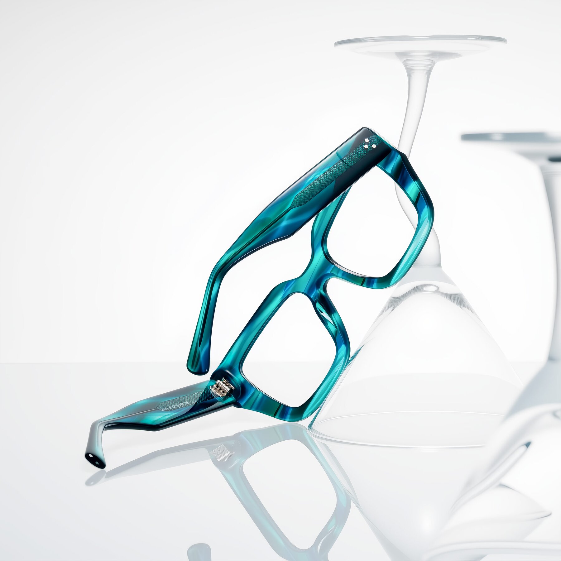 Lifestyle photography #1 of Simba in Teal Striped with Clear Eyeglass Lenses