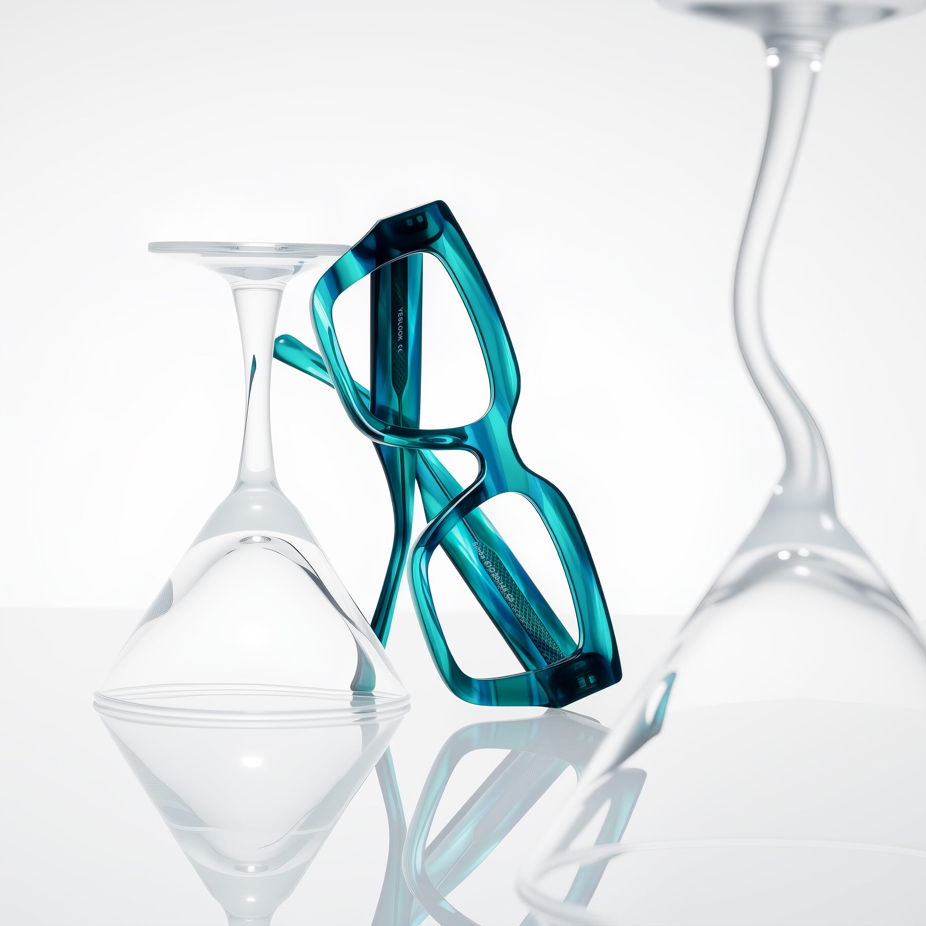 Lifestyle photography #2 of Simba in Teal Striped with Clear Eyeglass Lenses