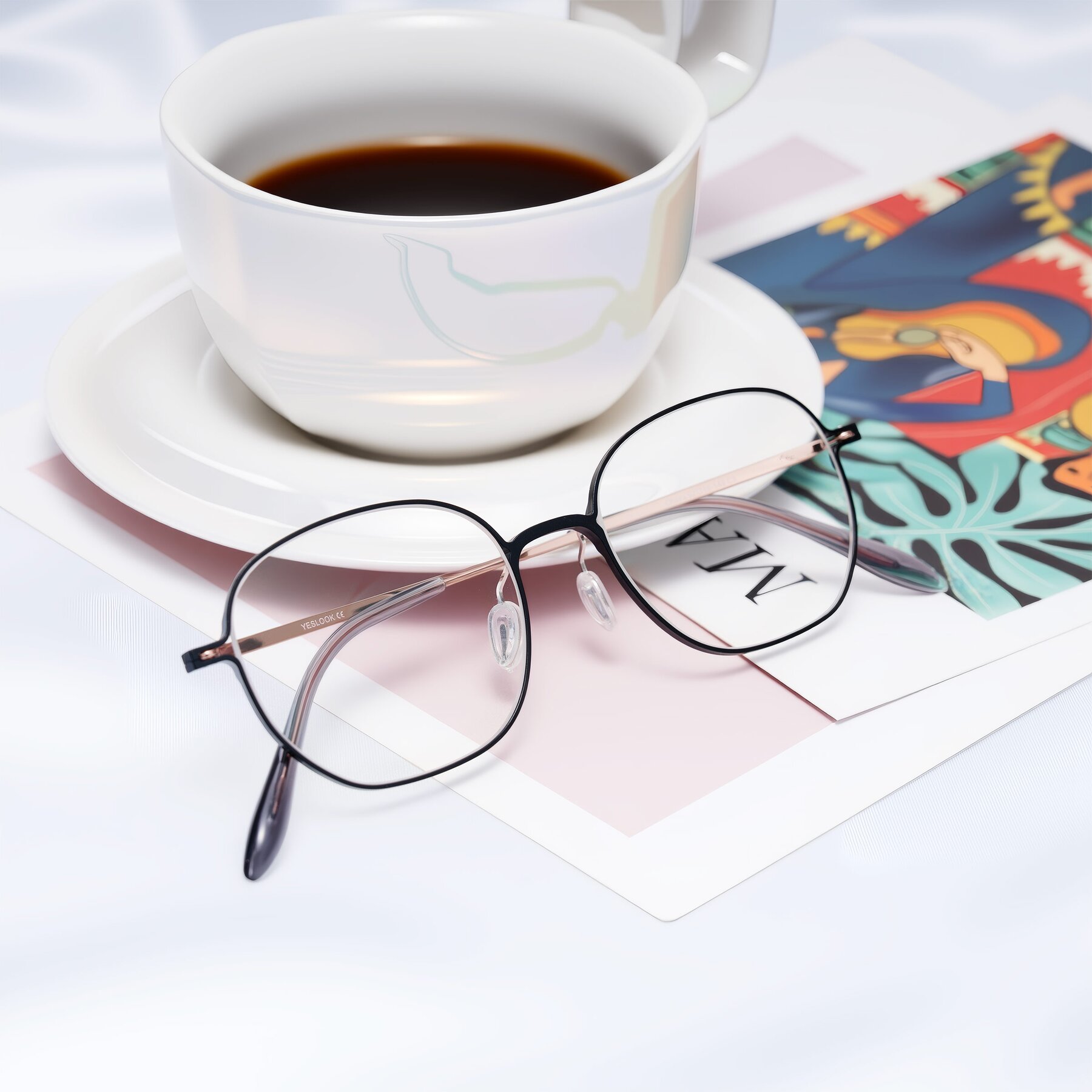 Lifestyle photography #2 of Choza in Black/Rose Gold with Clear Eyeglass Lenses