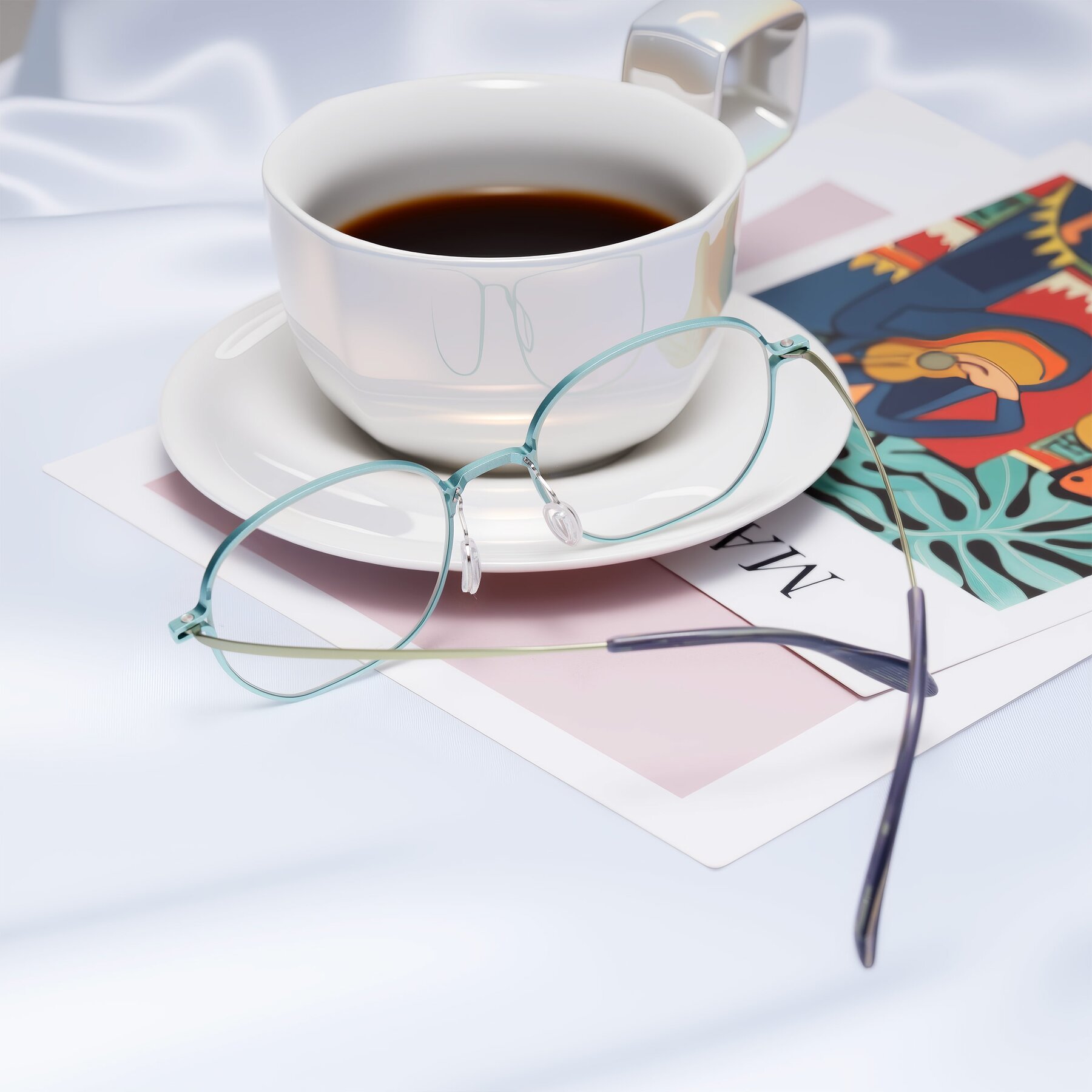 Lifestyle photography #1 of Choza in Pastel Blue/Green with Clear Eyeglass Lenses