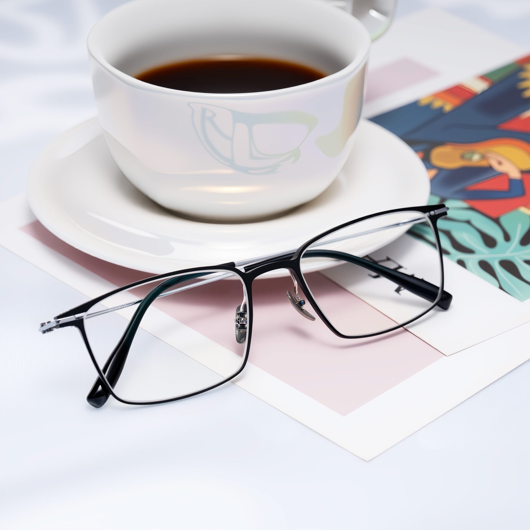 Men's lifestyle photography #2 of Ayla in Black/Silver with Clear Eyeglass Lenses