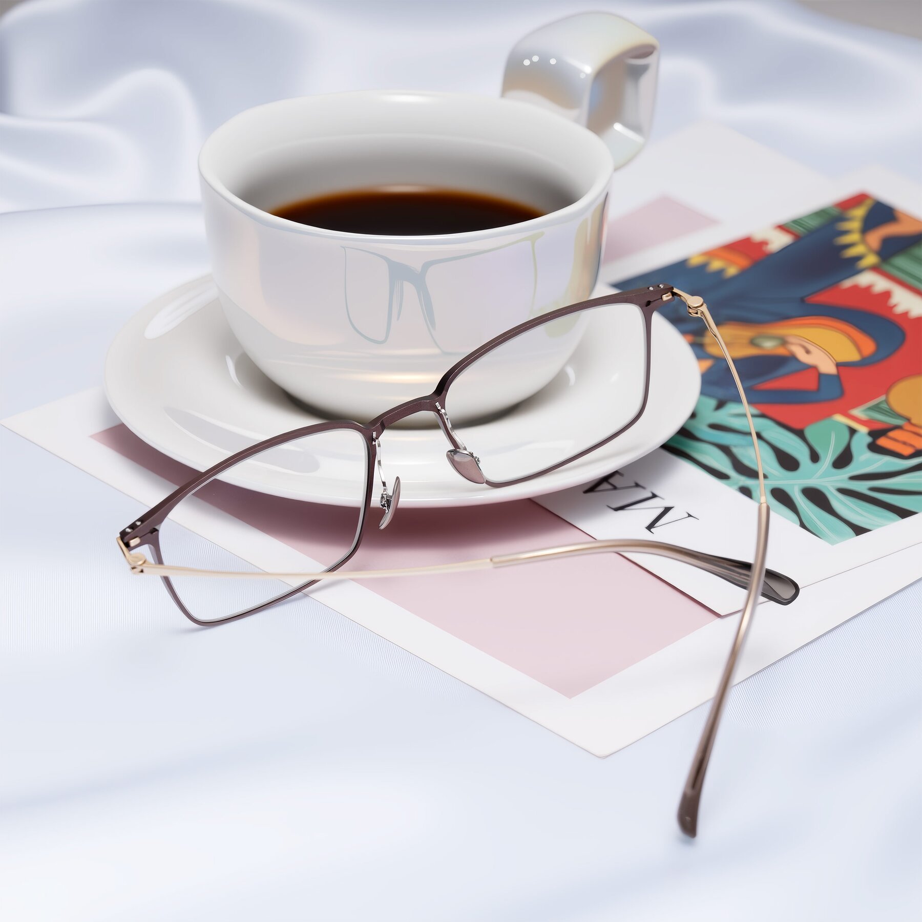 Men's lifestyle photography #1 of Ayla in Brown/Gold with Clear Eyeglass Lenses