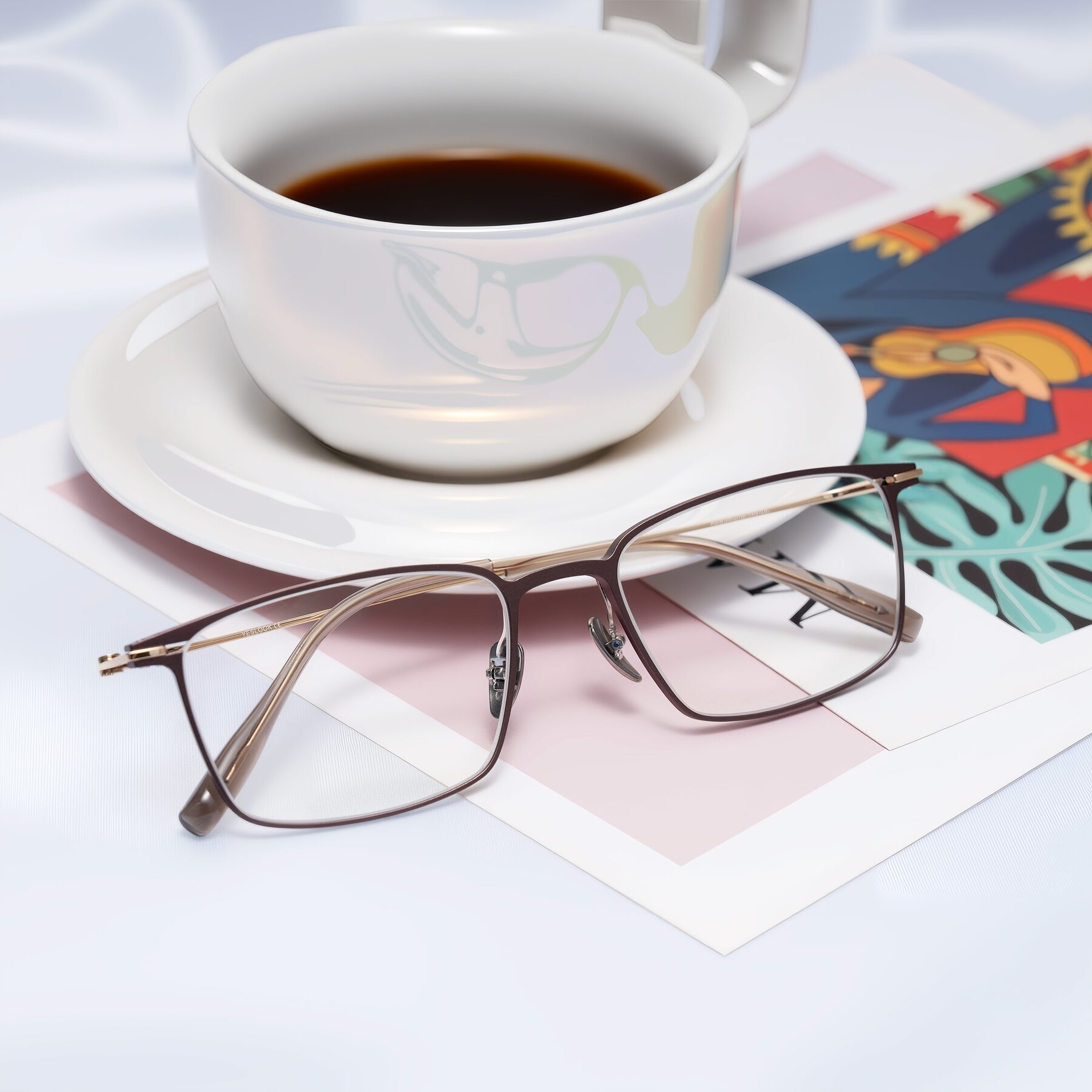 Men's lifestyle photography #2 of Ayla in Brown/Gold with Clear Eyeglass Lenses