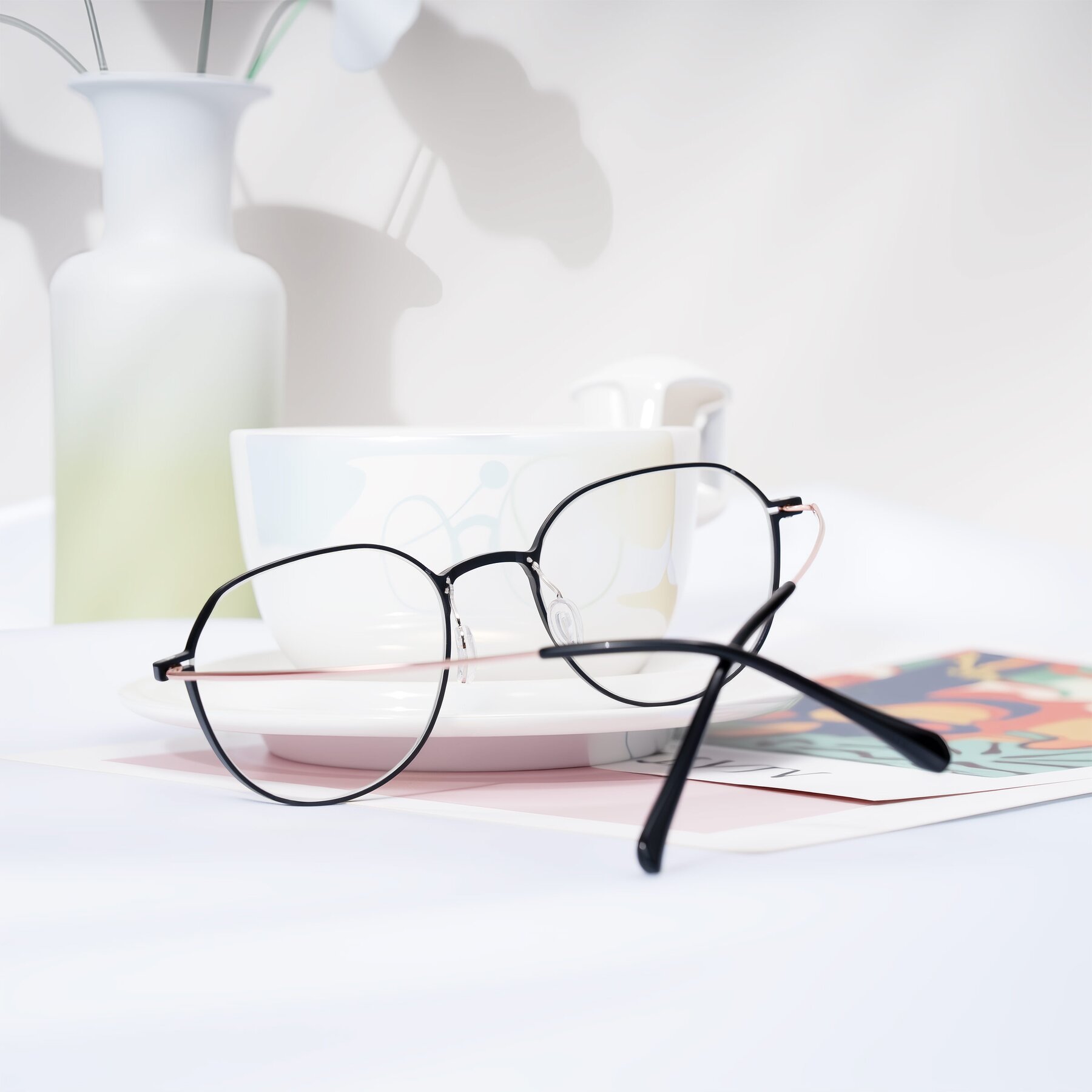 Lifestyle photography #1 of Pineda in Black/Rose Gold with Clear Eyeglass Lenses